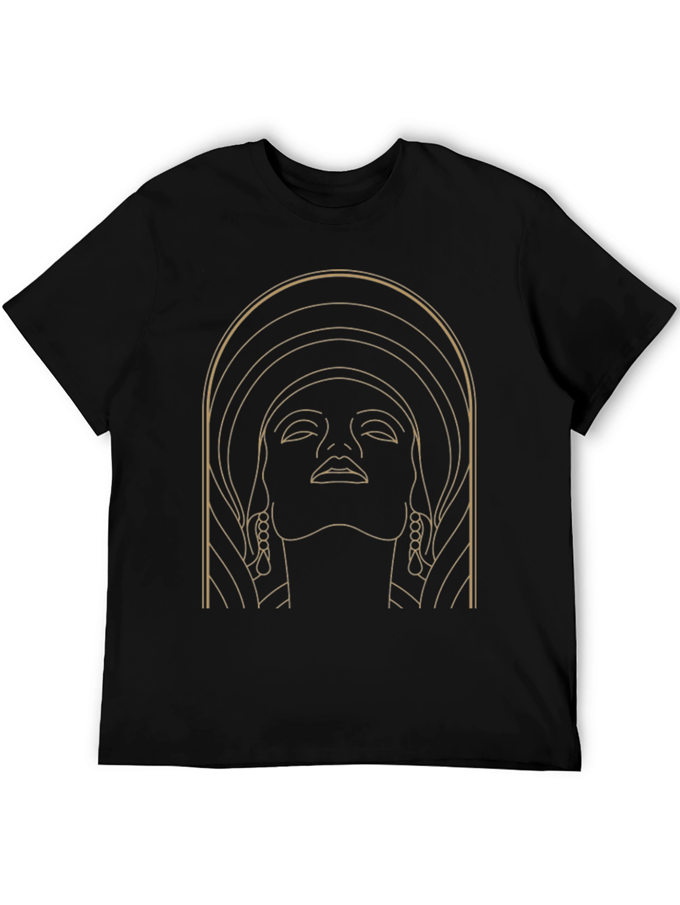 Art Deco Womans Face Graphic Tee - Black