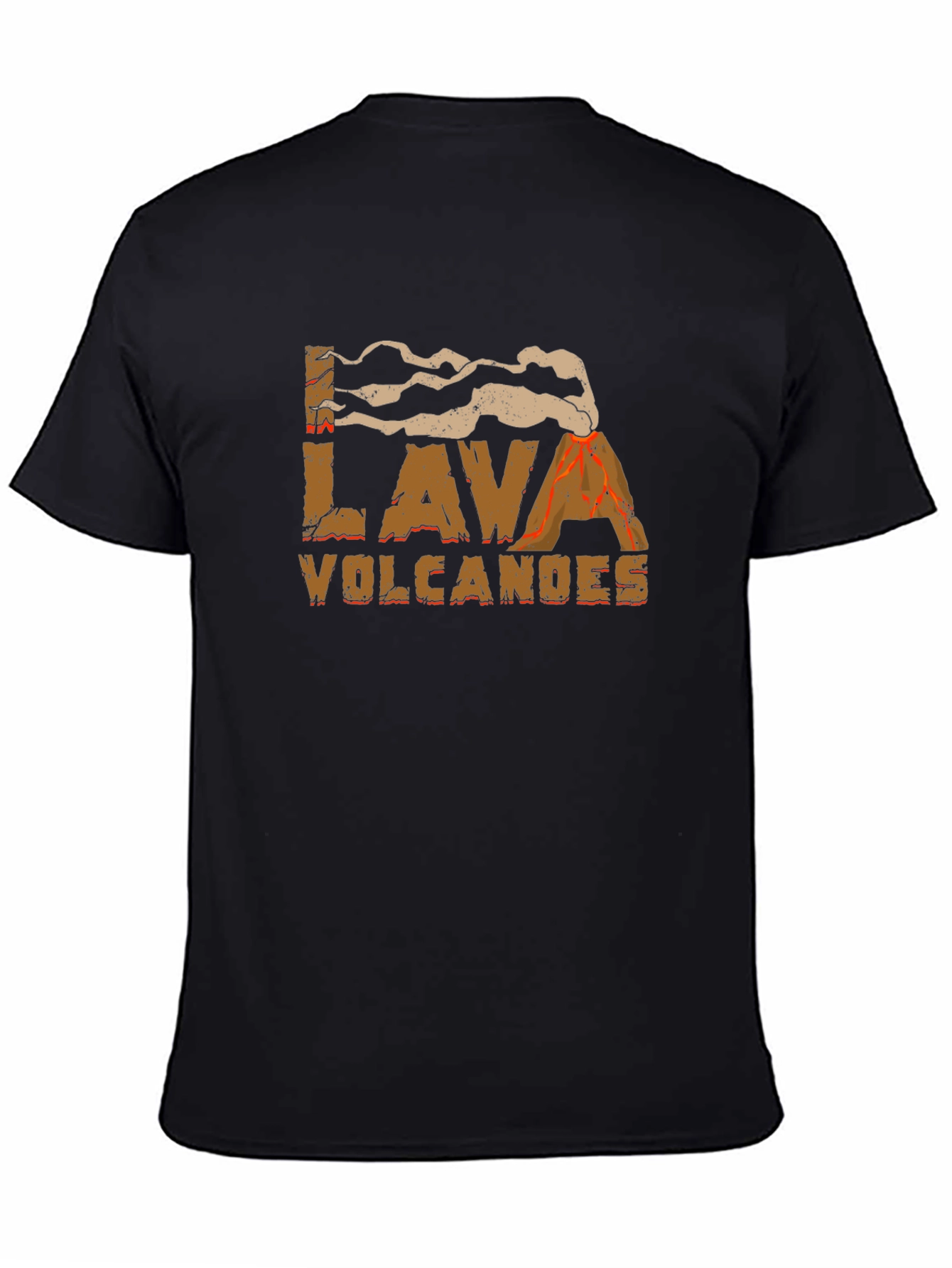 Lava Volcanoes Graphic Print Black T-Shirt
