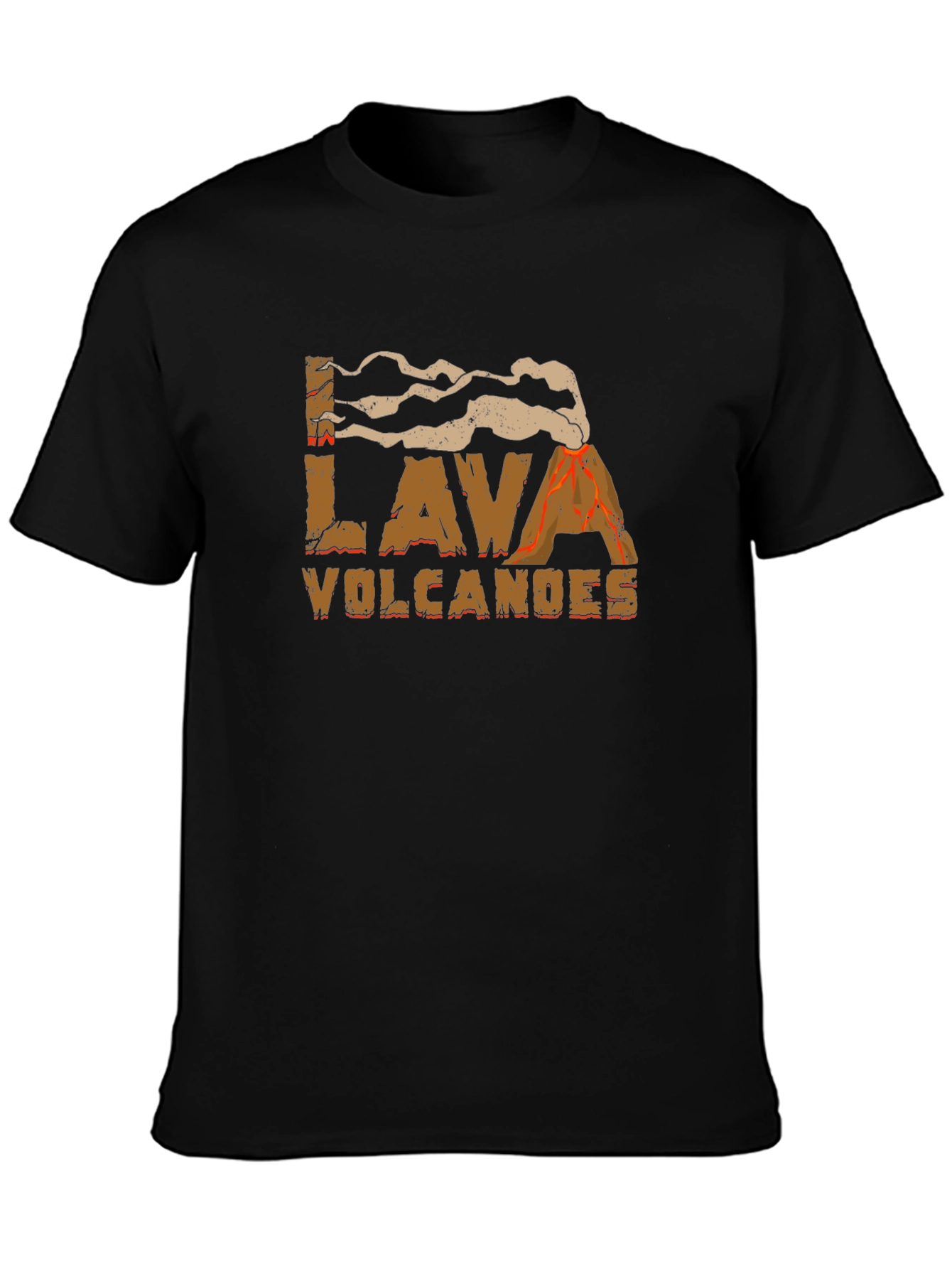 Lava Volcanoes Graphic Print Black T-Shirt