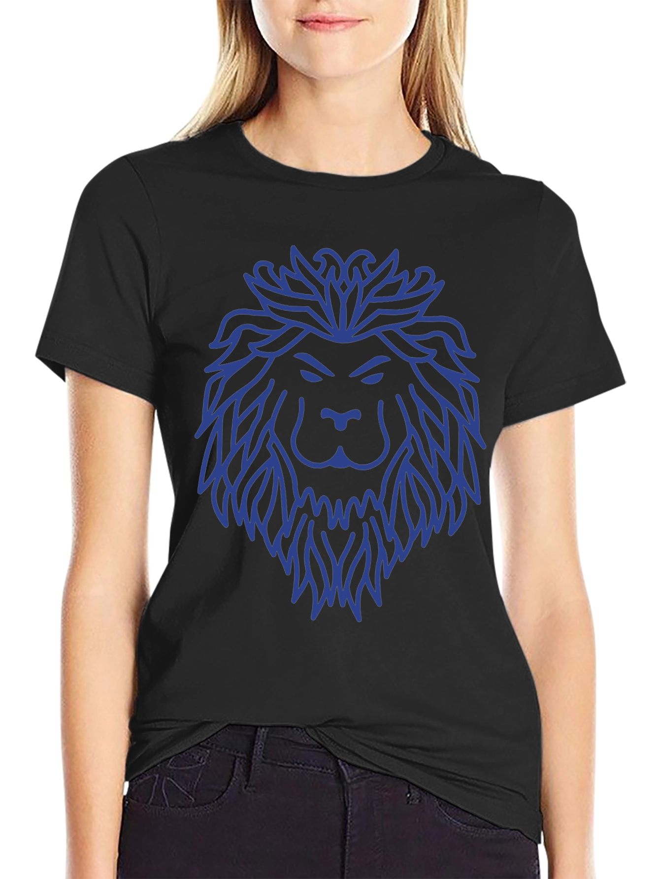 Lion Graphic Tee - Cobalt Blue on Black