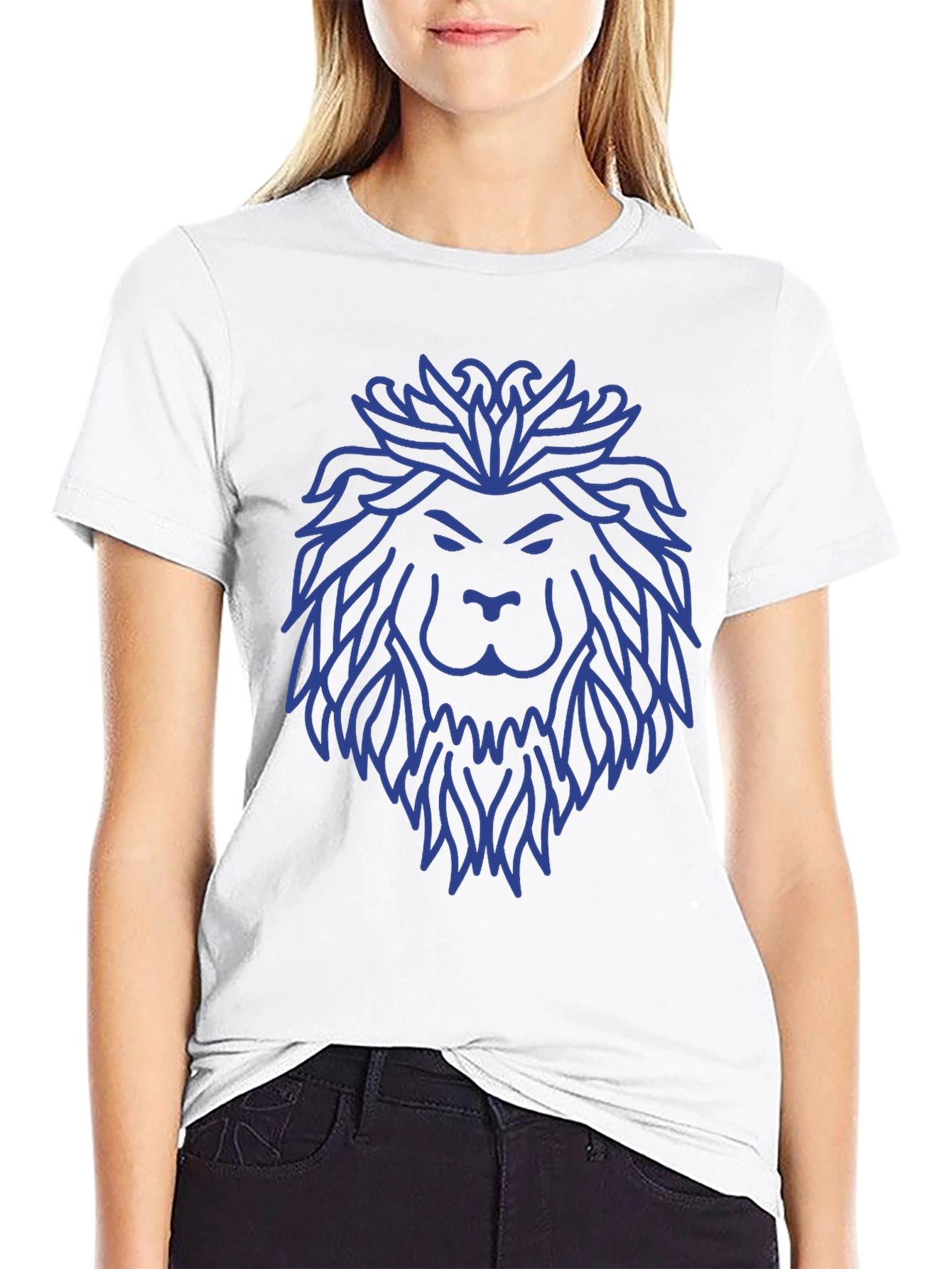 Lion Graphic Tee - Cobalt Blue on Black