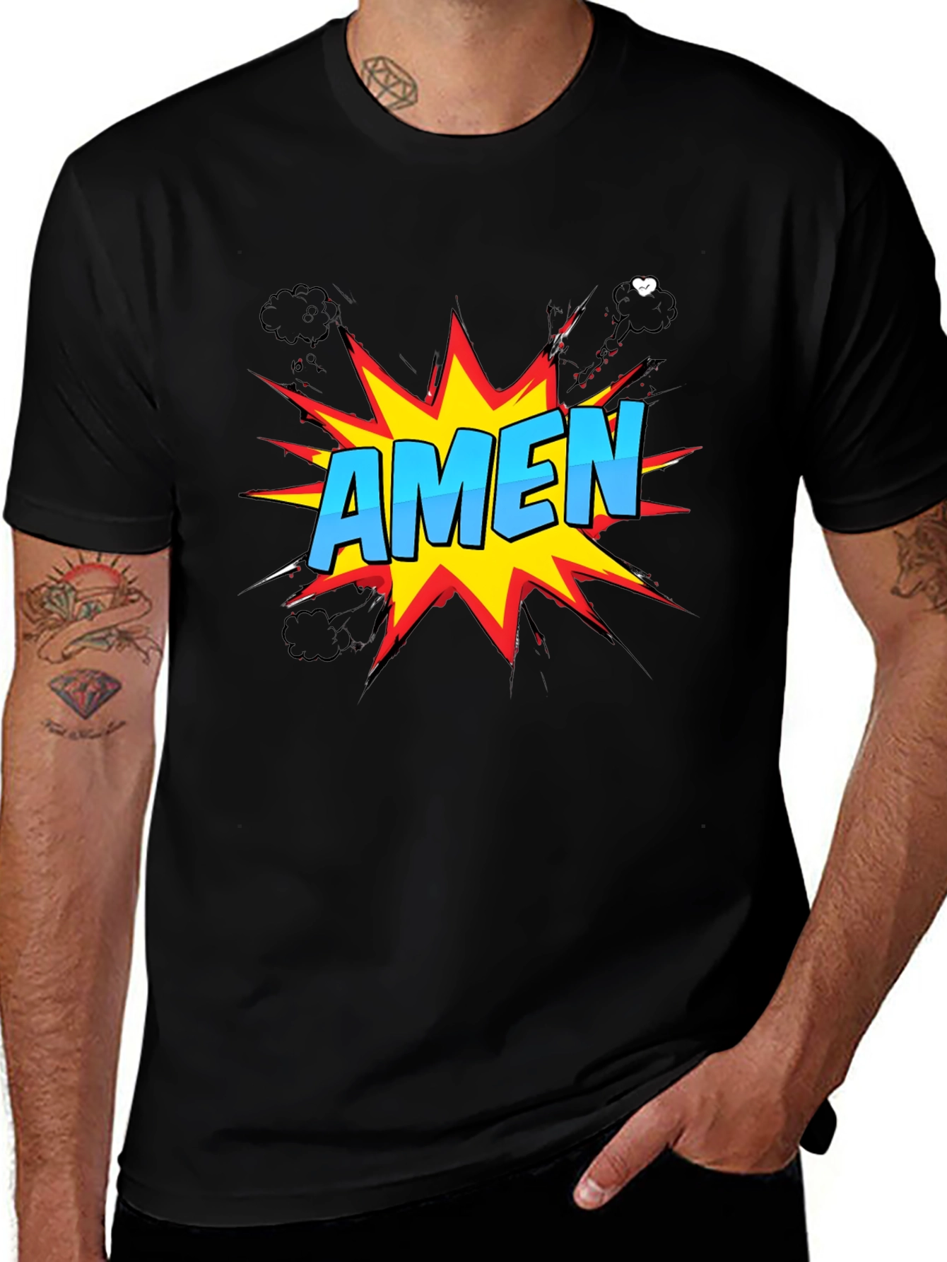 Comic Style Amen Graphic T-Shirt - Christian Apparel