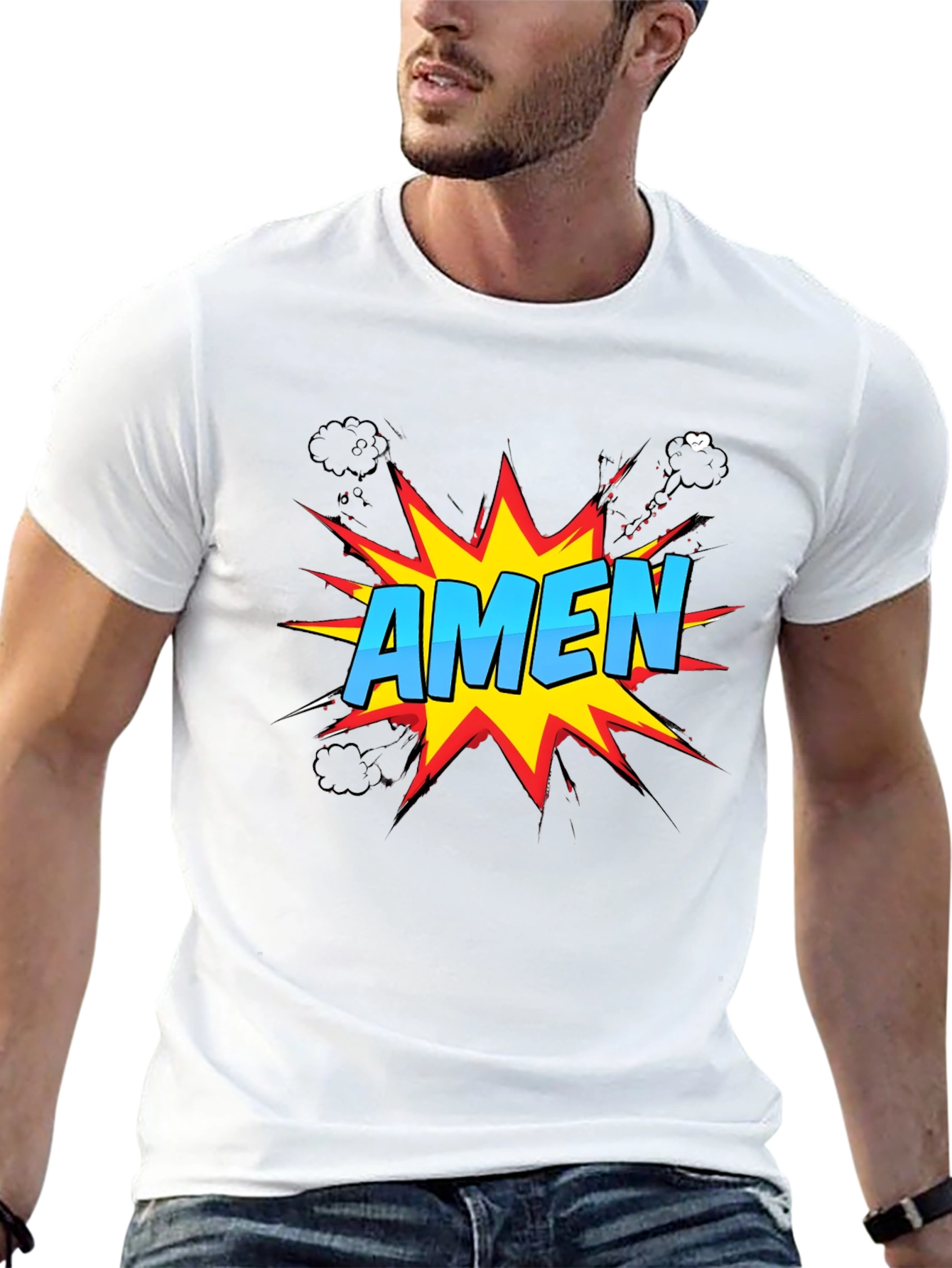 Comic Style Amen Graphic T-Shirt - Christian Apparel