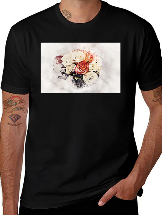 Floral Watercolor Graphic Tee - Black