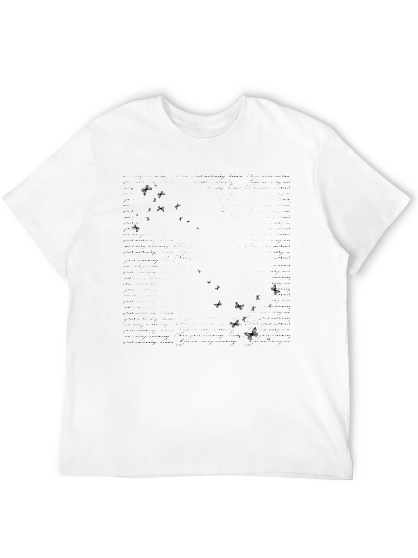 Butterfly Text Print Black T-Shirt