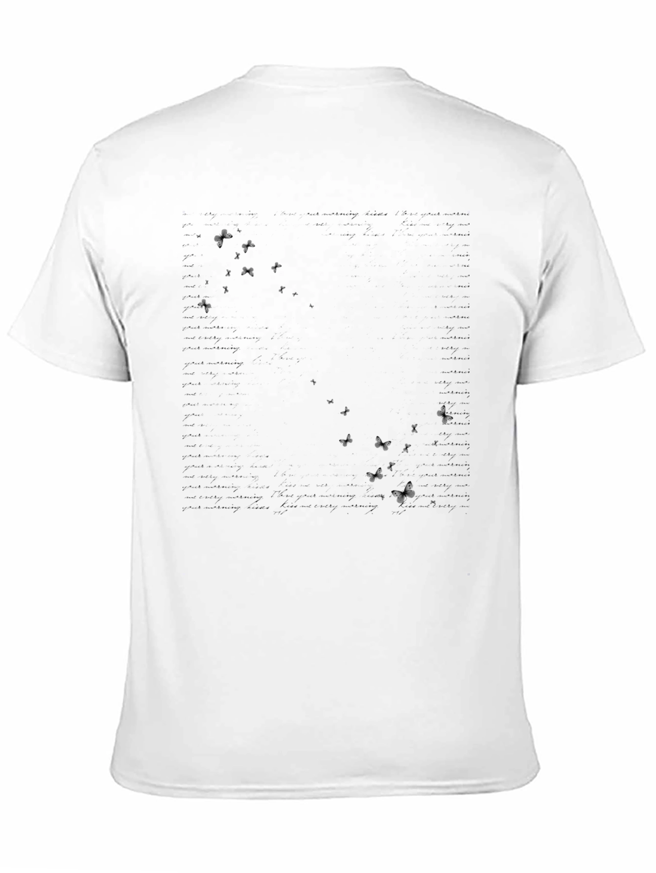 Butterfly Text Print Black T-Shirt