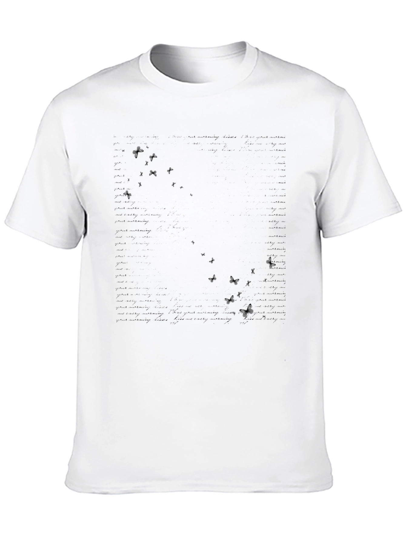 Butterfly Text Print Black T-Shirt