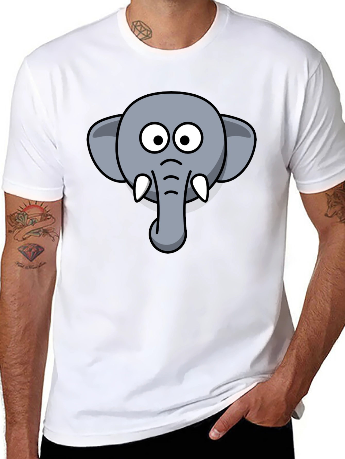 Elephant Graphic Tee - Mens Black Cotton T-Shirt