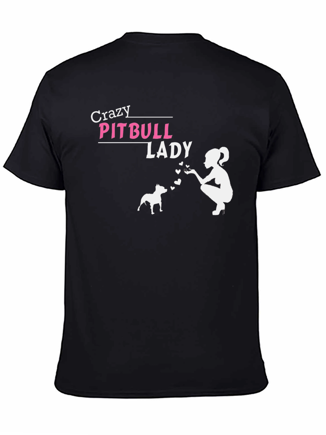 Crazy Pitbull Lady Black Graphic T-Shirt