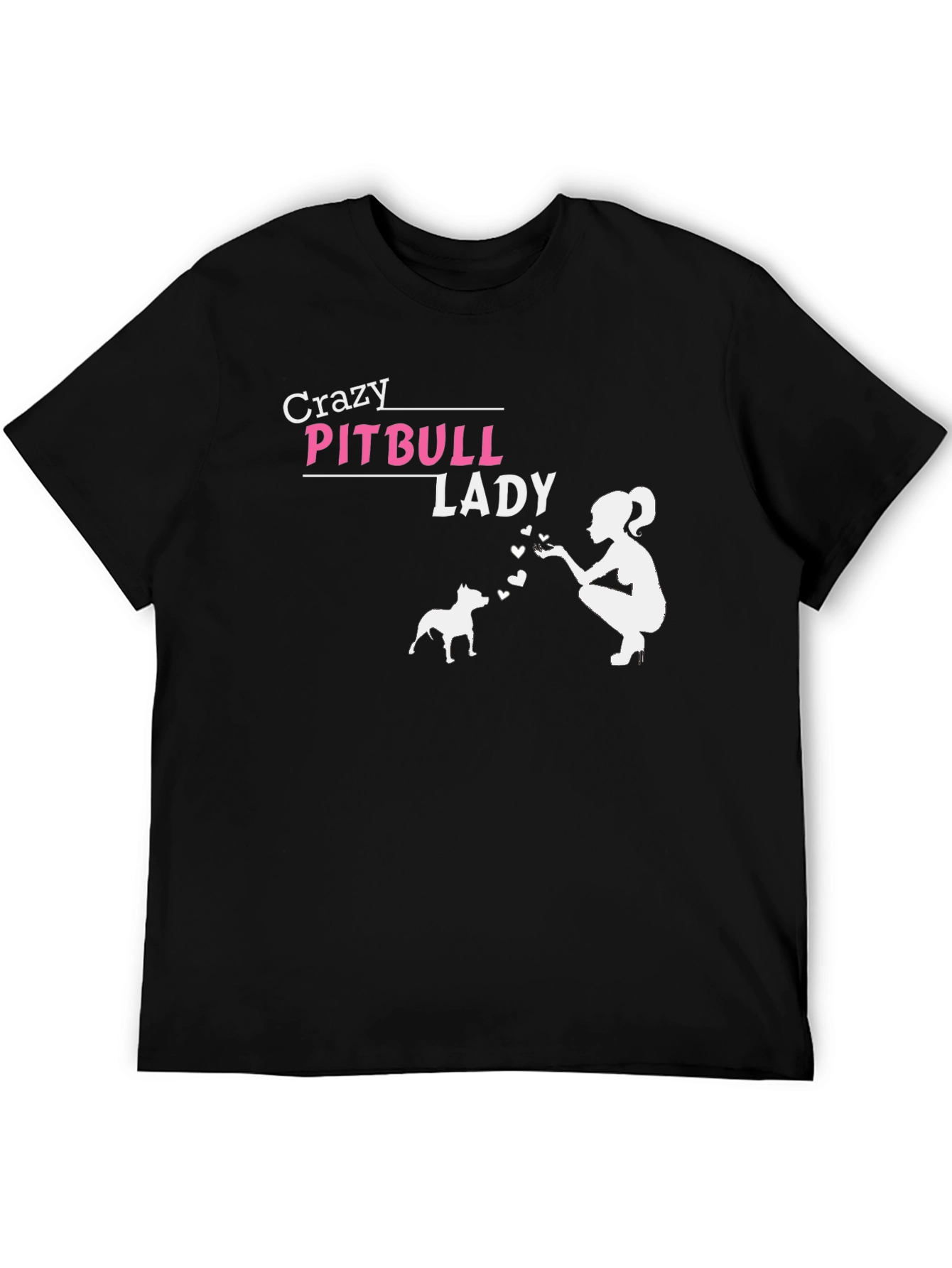 Crazy Pitbull Lady Black Graphic T-Shirt