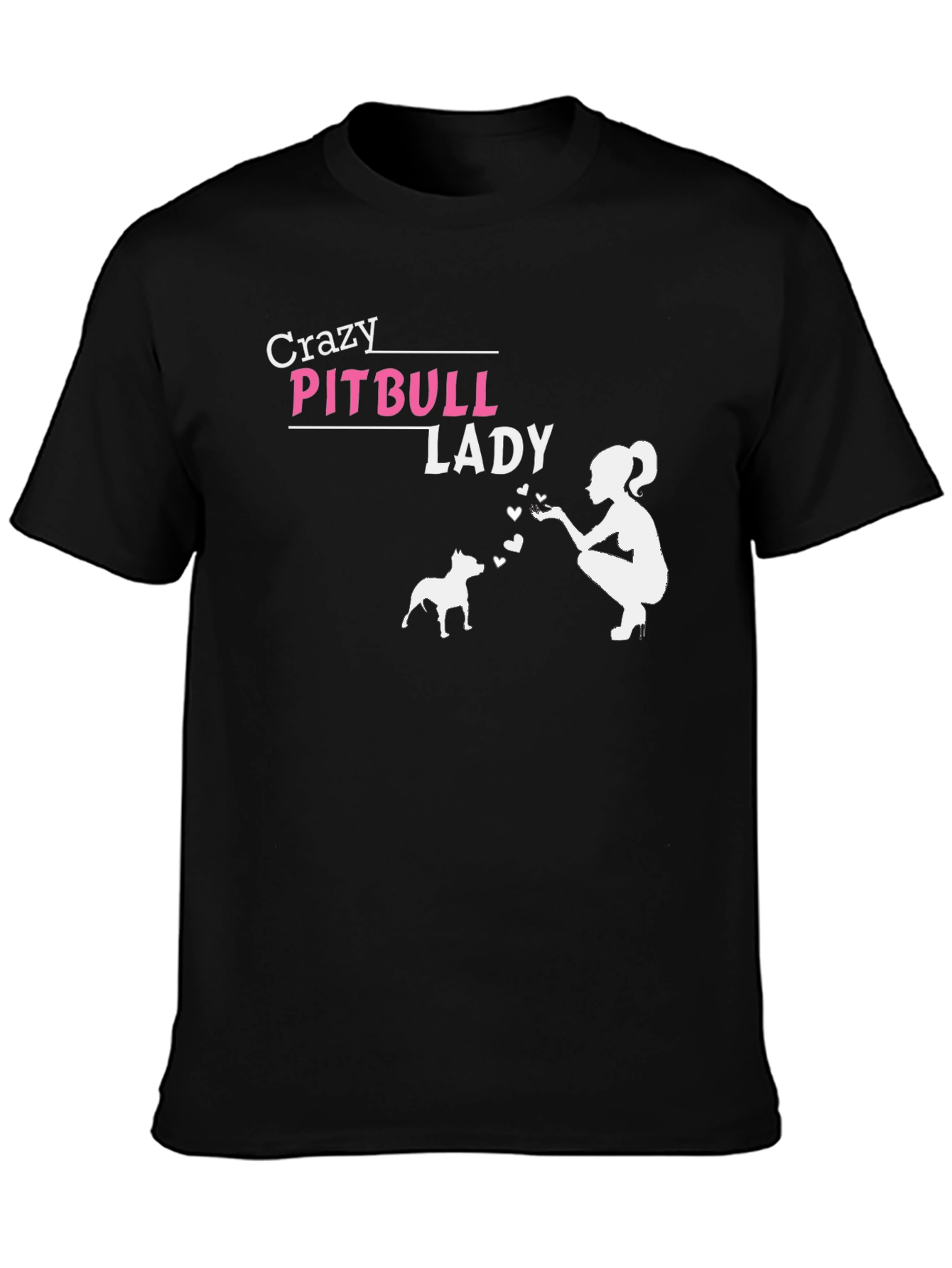 Crazy Pitbull Lady Black Graphic T-Shirt