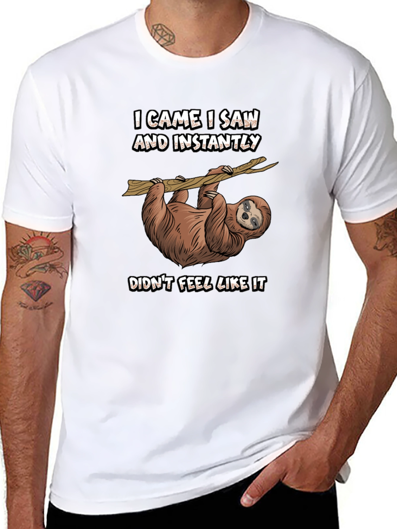 Funny Sloth Graphic T-Shirt - I Came I Saw