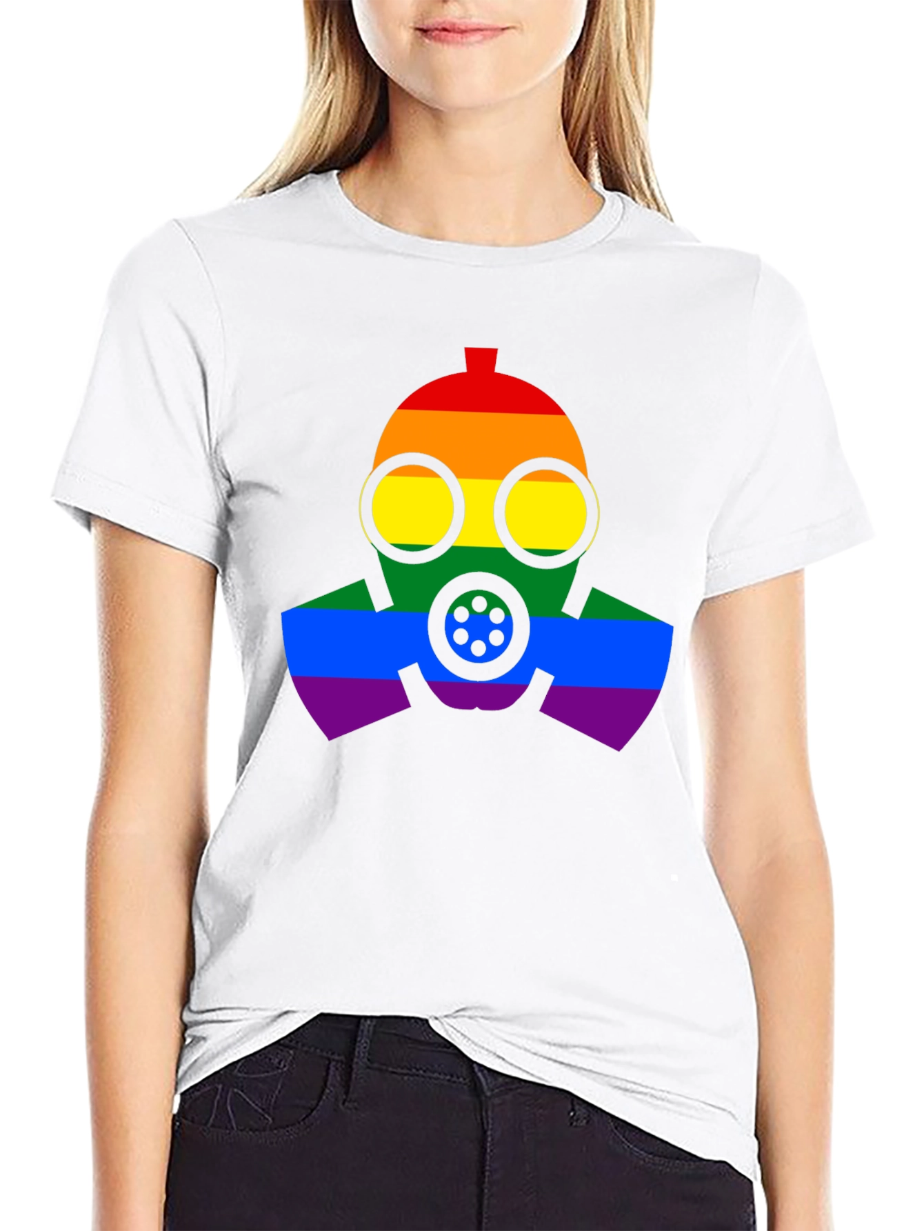 Rainbow Gas Mask Graphic T-Shirt