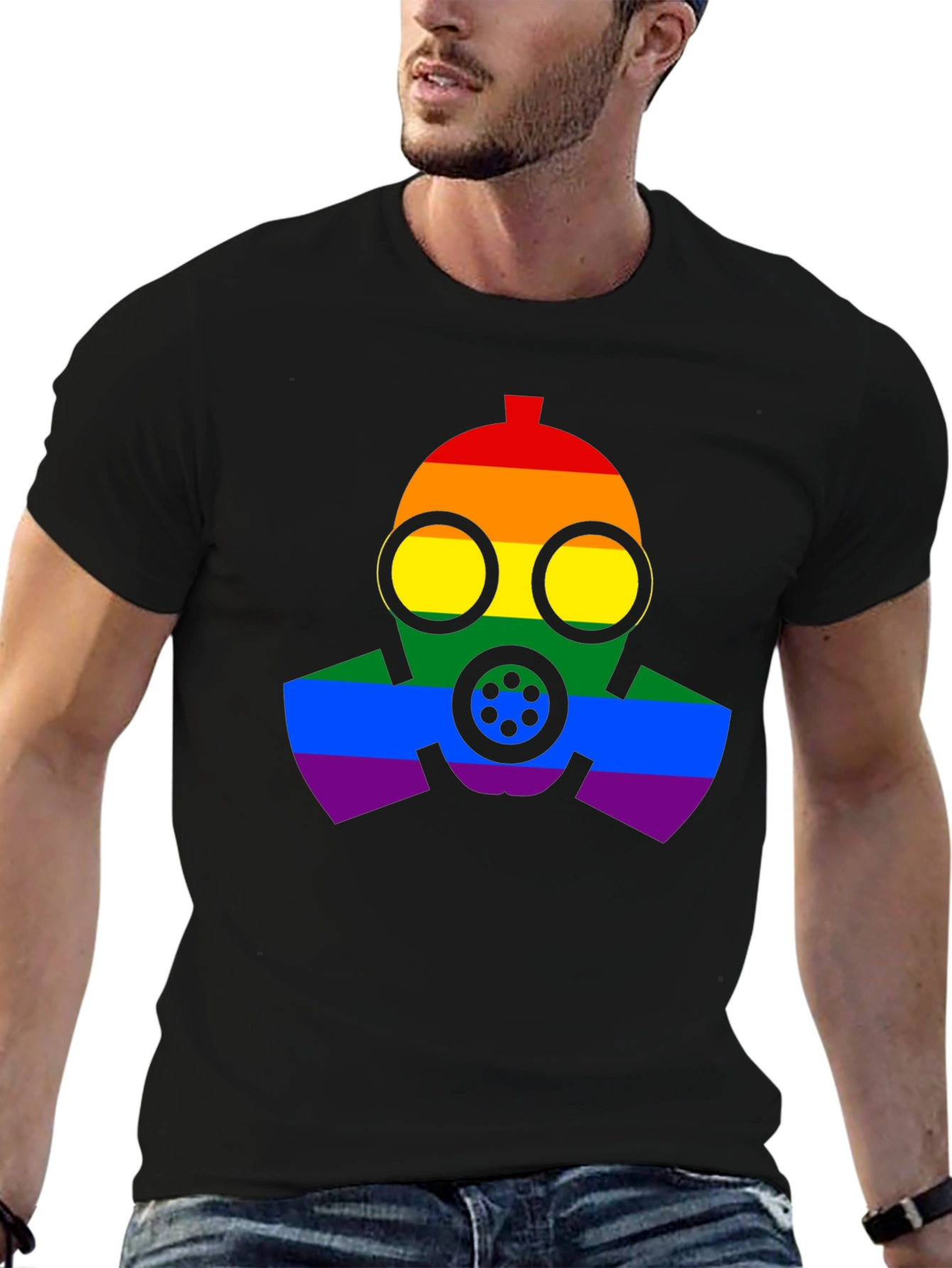 Rainbow Gas Mask Graphic T-Shirt