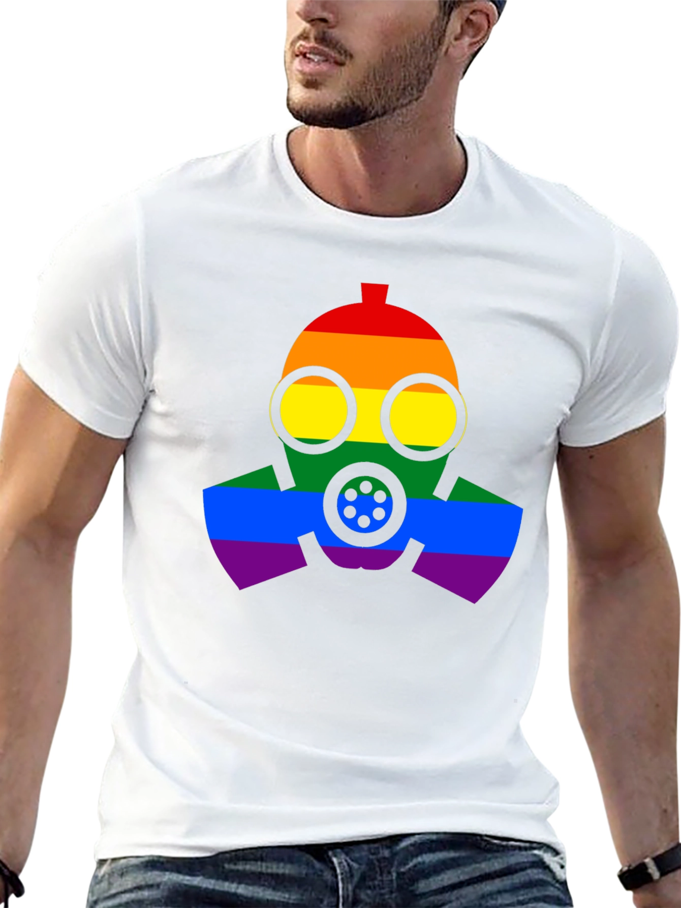 Rainbow Gas Mask Graphic T-Shirt