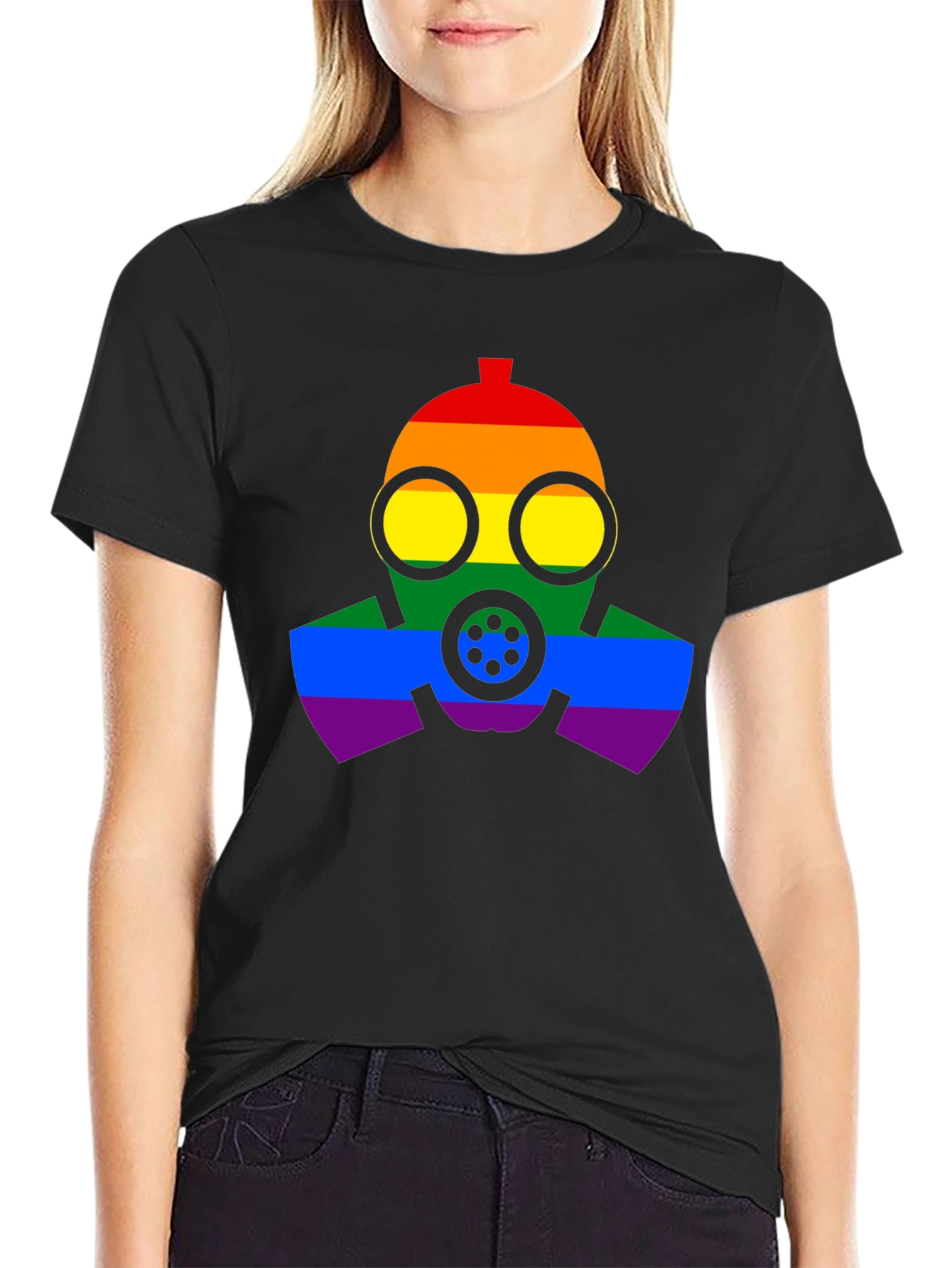 Rainbow Gas Mask Graphic T-Shirt