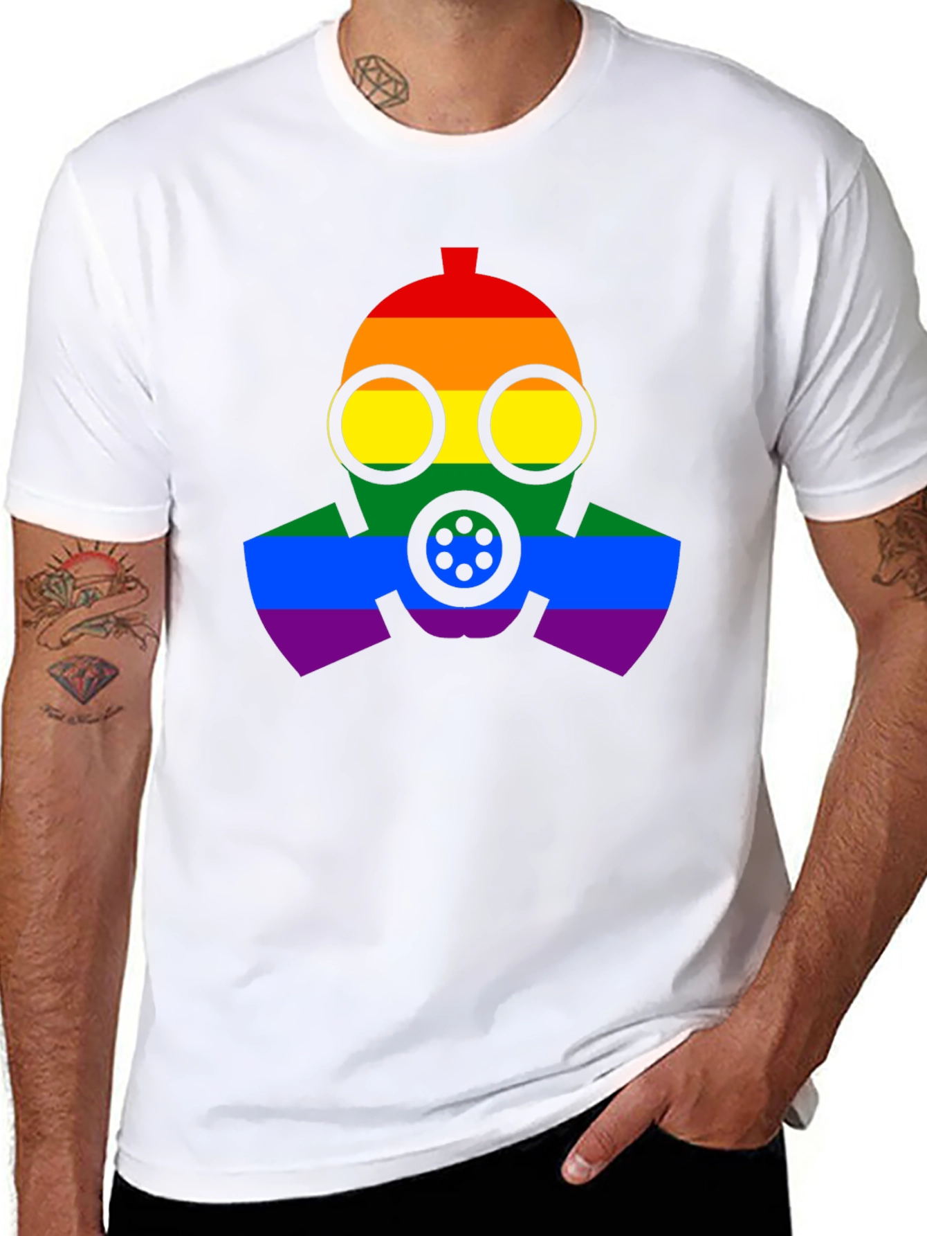 Rainbow Gas Mask Graphic T-Shirt