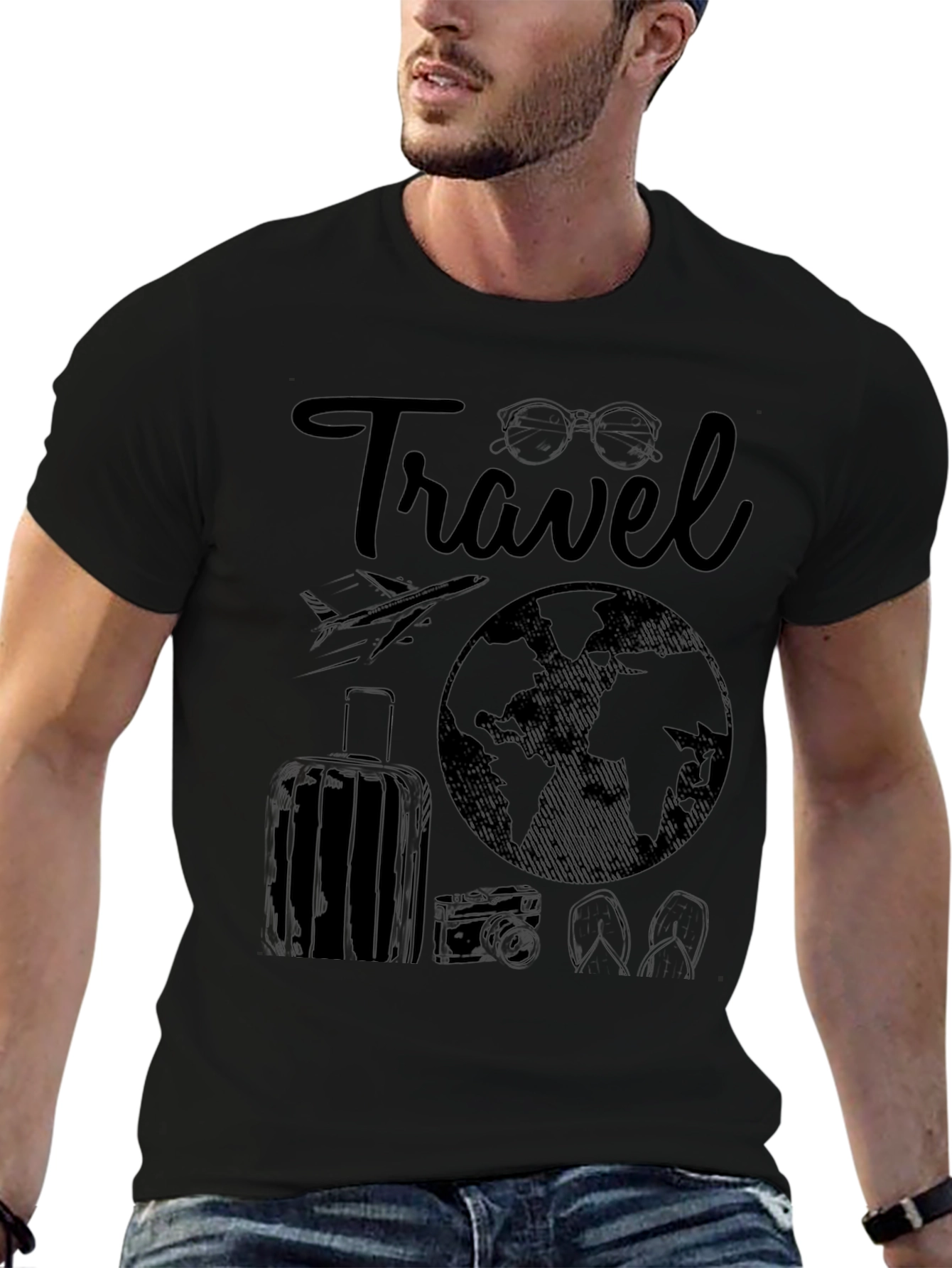 Travel Graphic Black T-Shirt Vacation Ready