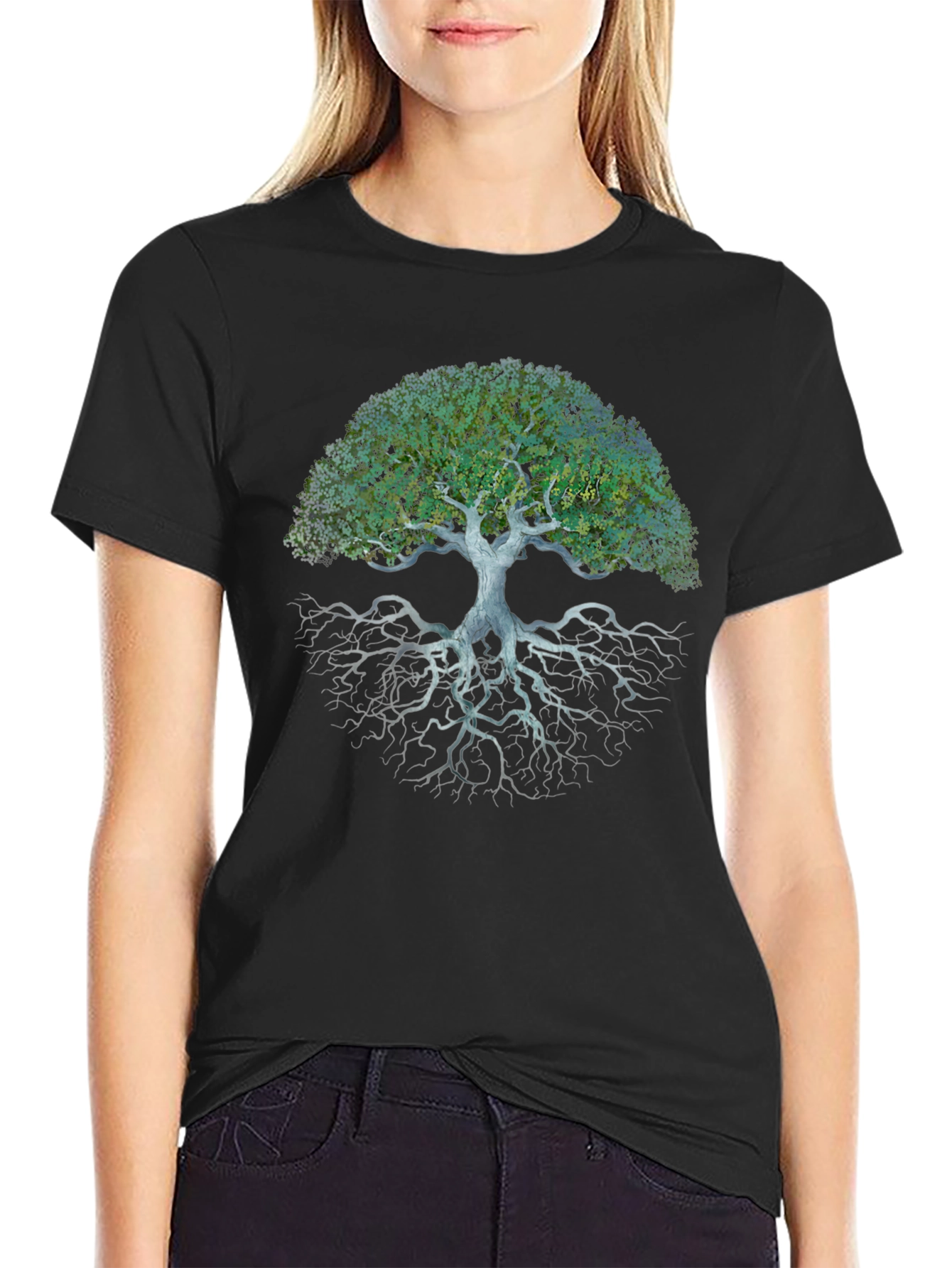 Tree of Life Graphic Tee - Black Cotton Blend