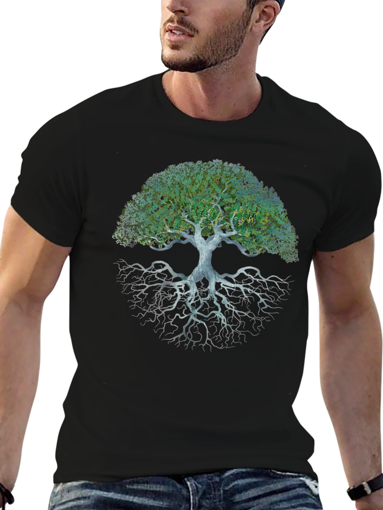 Tree of Life Graphic Tee - Black Cotton Blend