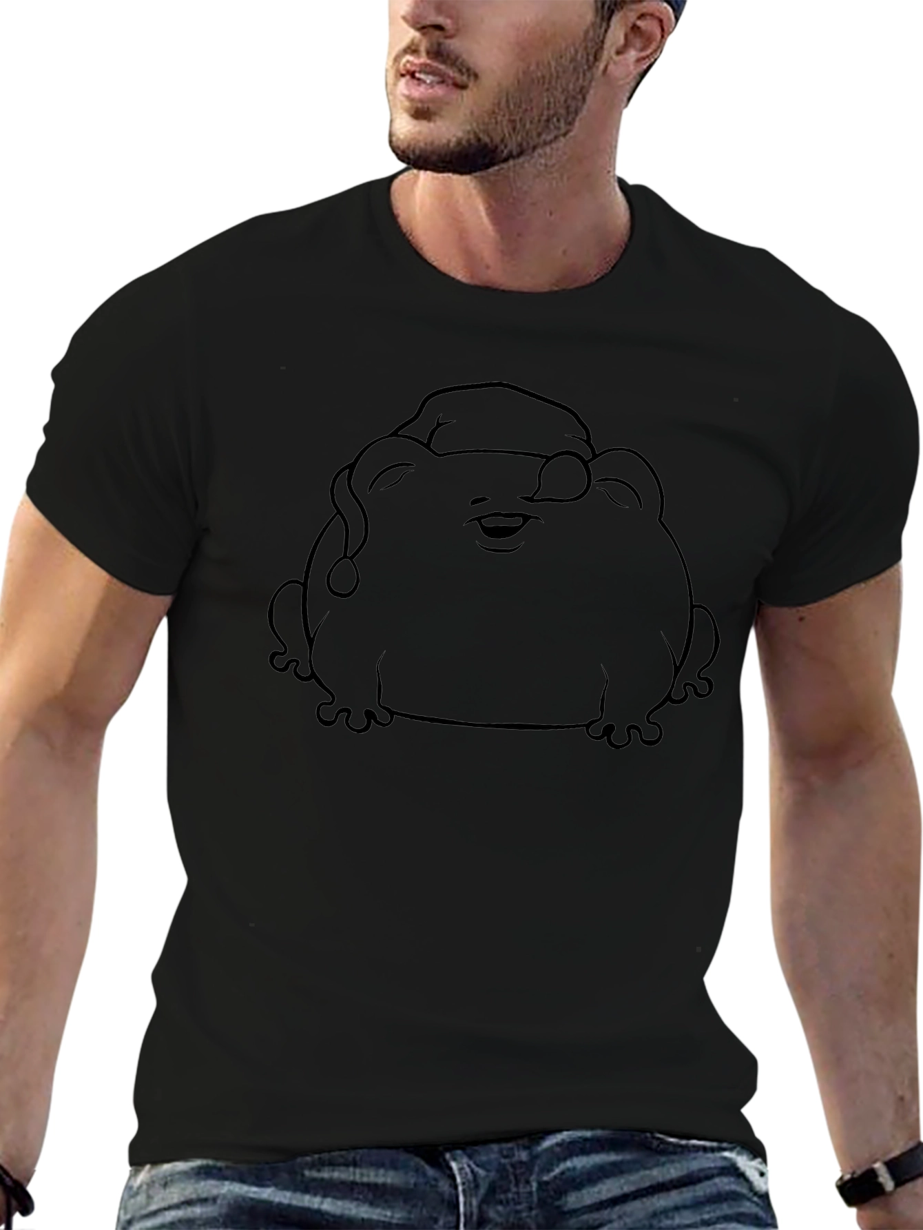 Frog with Santa Hat Black T-Shirt