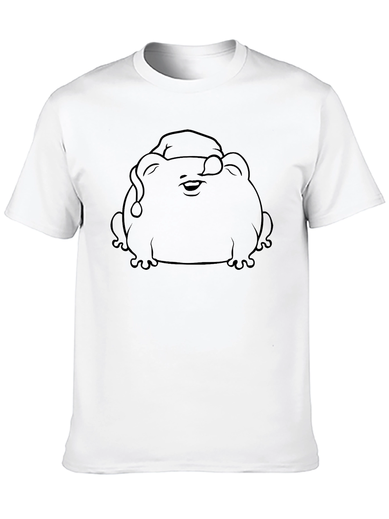 Frog with Santa Hat Black T-Shirt
