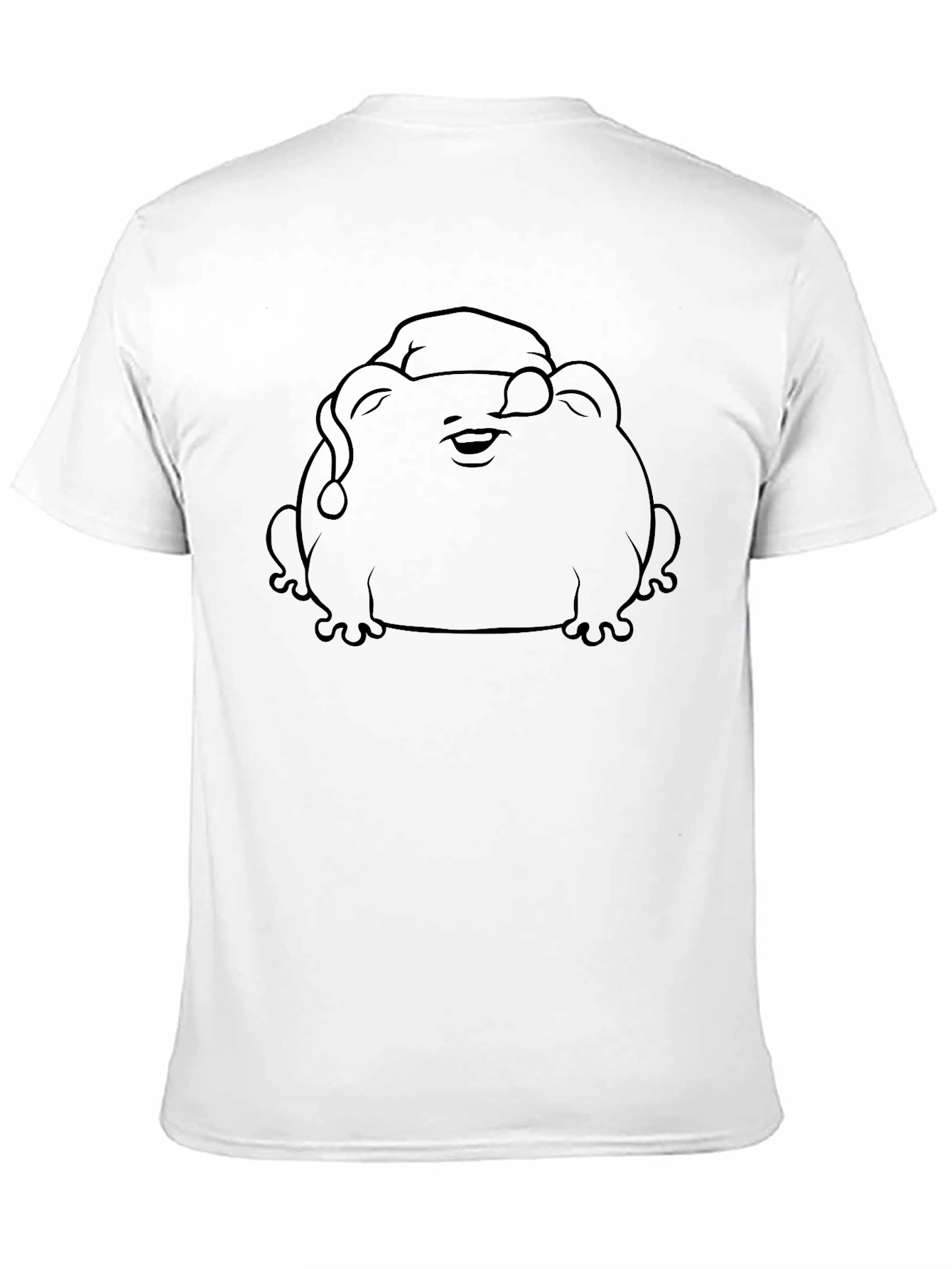 Frog with Santa Hat Black T-Shirt