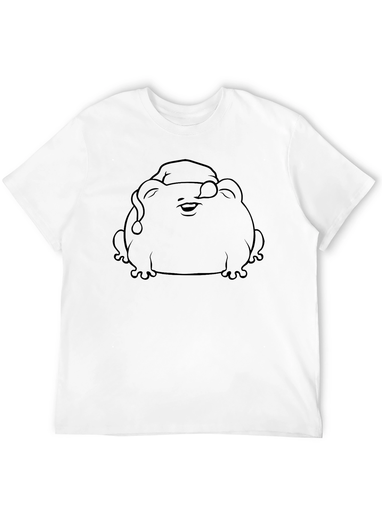 Frog with Santa Hat Black T-Shirt