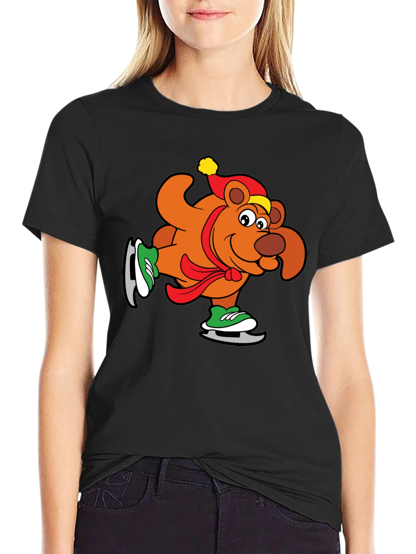 Skating Bear Graphic Tee - Holiday Cheer