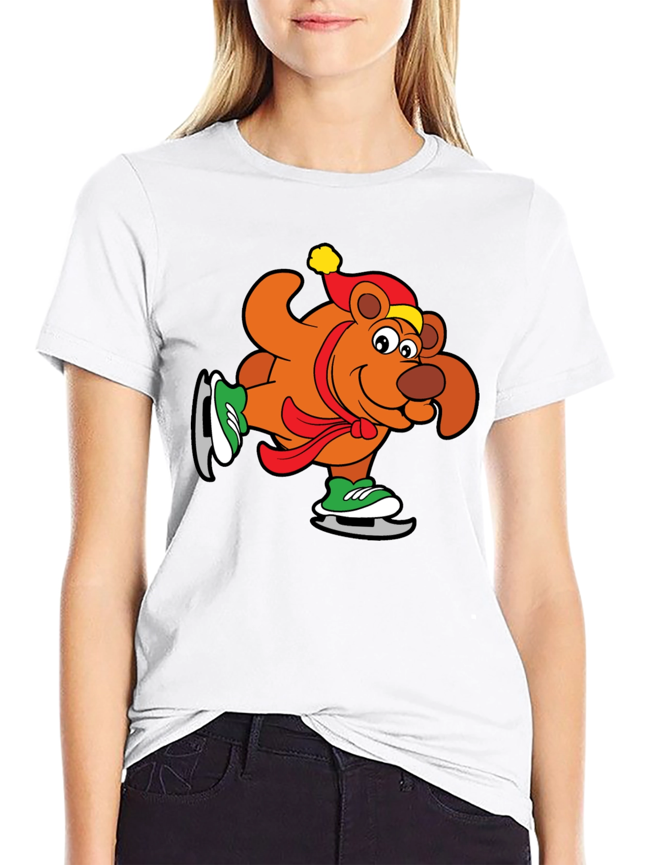 Skating Bear Graphic Tee - Holiday Cheer