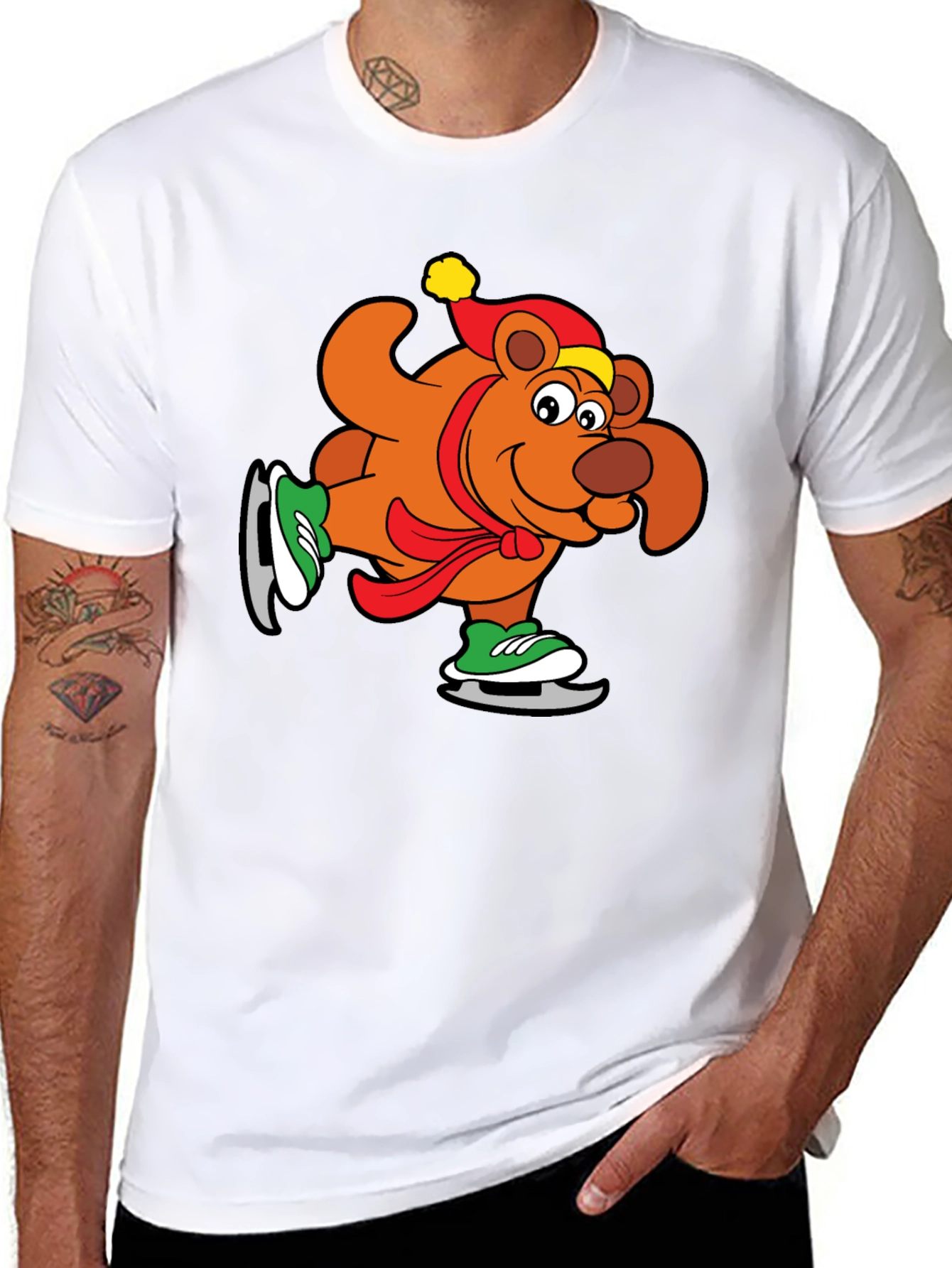 Skating Bear Graphic Tee - Holiday Cheer