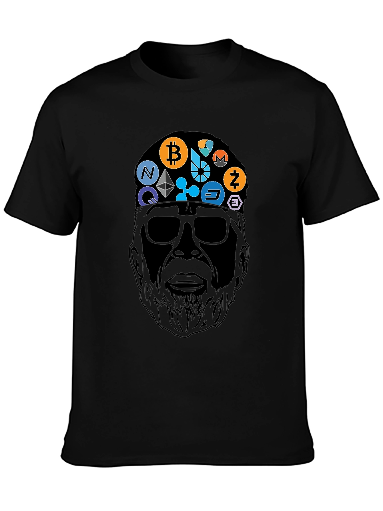 Crypto Bearded Man Black T-Shirt