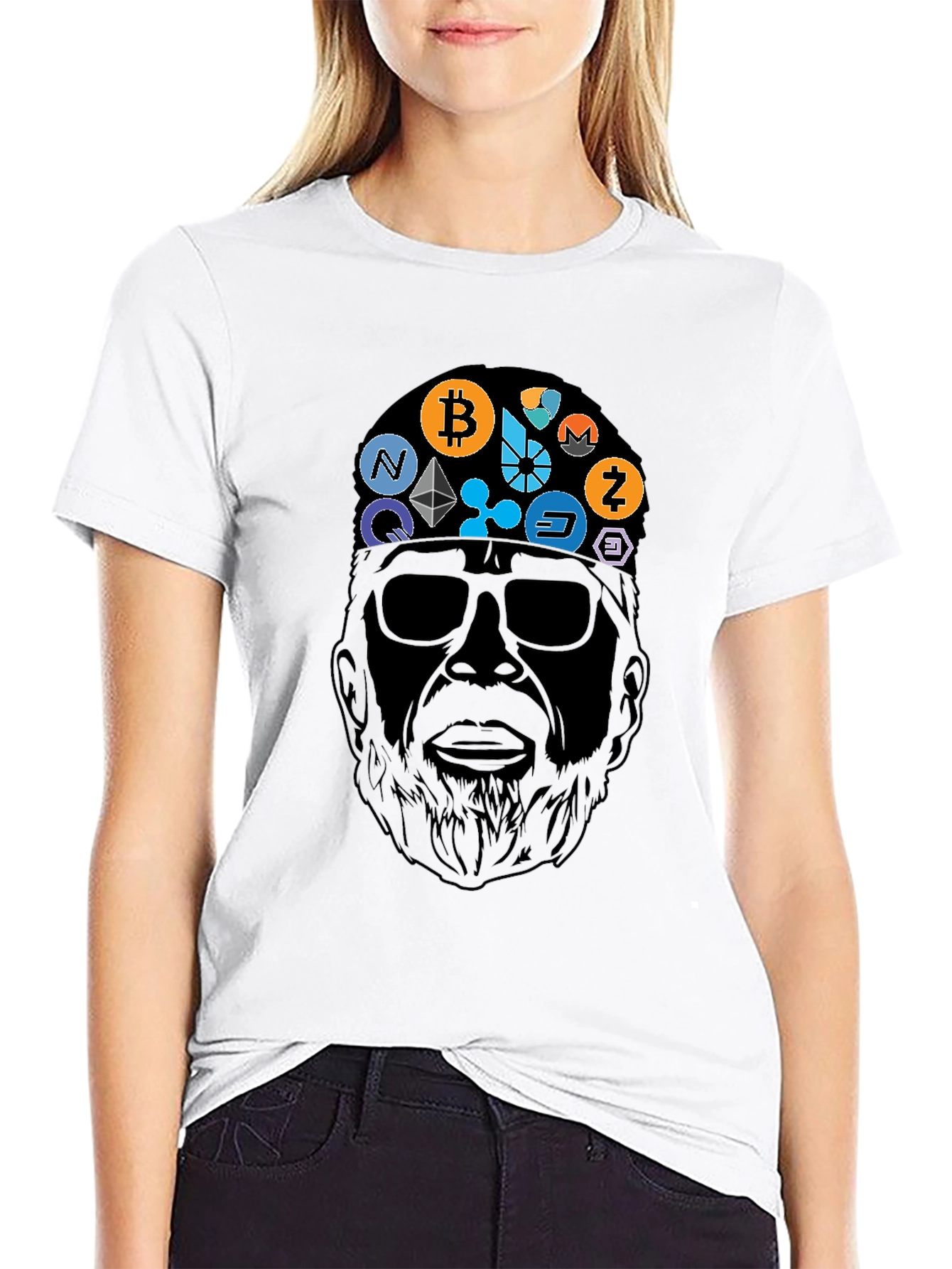 Crypto Bearded Man Black T-Shirt