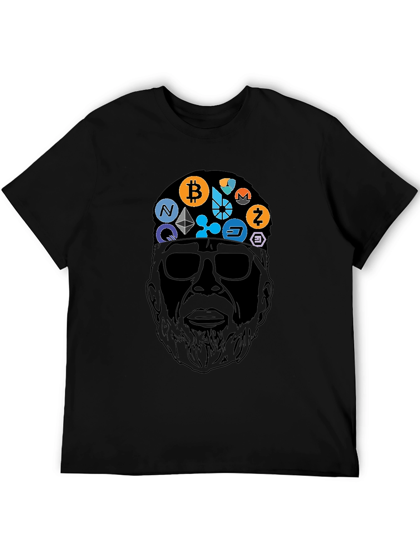 Crypto Bearded Man Black T-Shirt