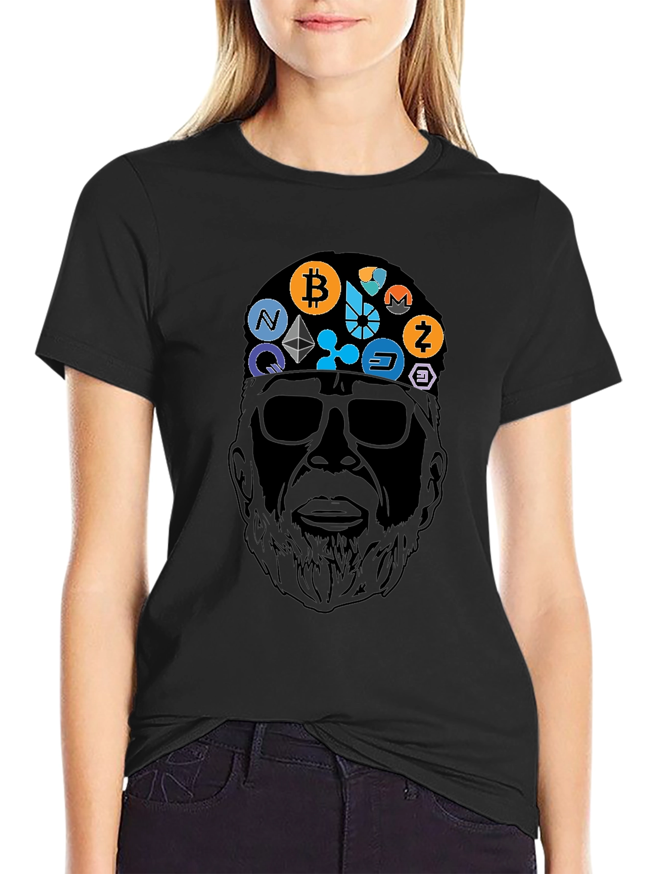 Crypto Bearded Man Black T-Shirt