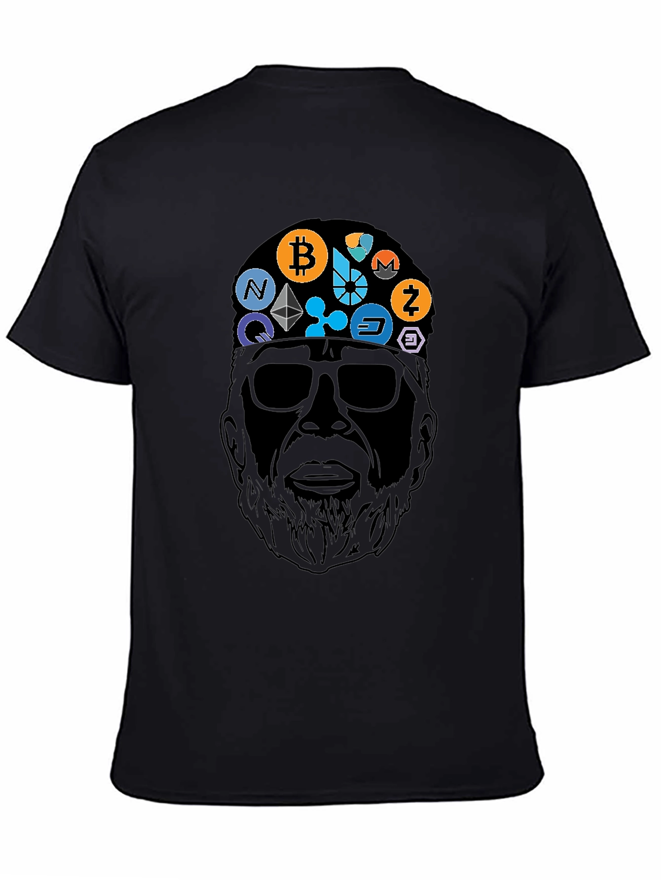 Crypto Bearded Man Black T-Shirt