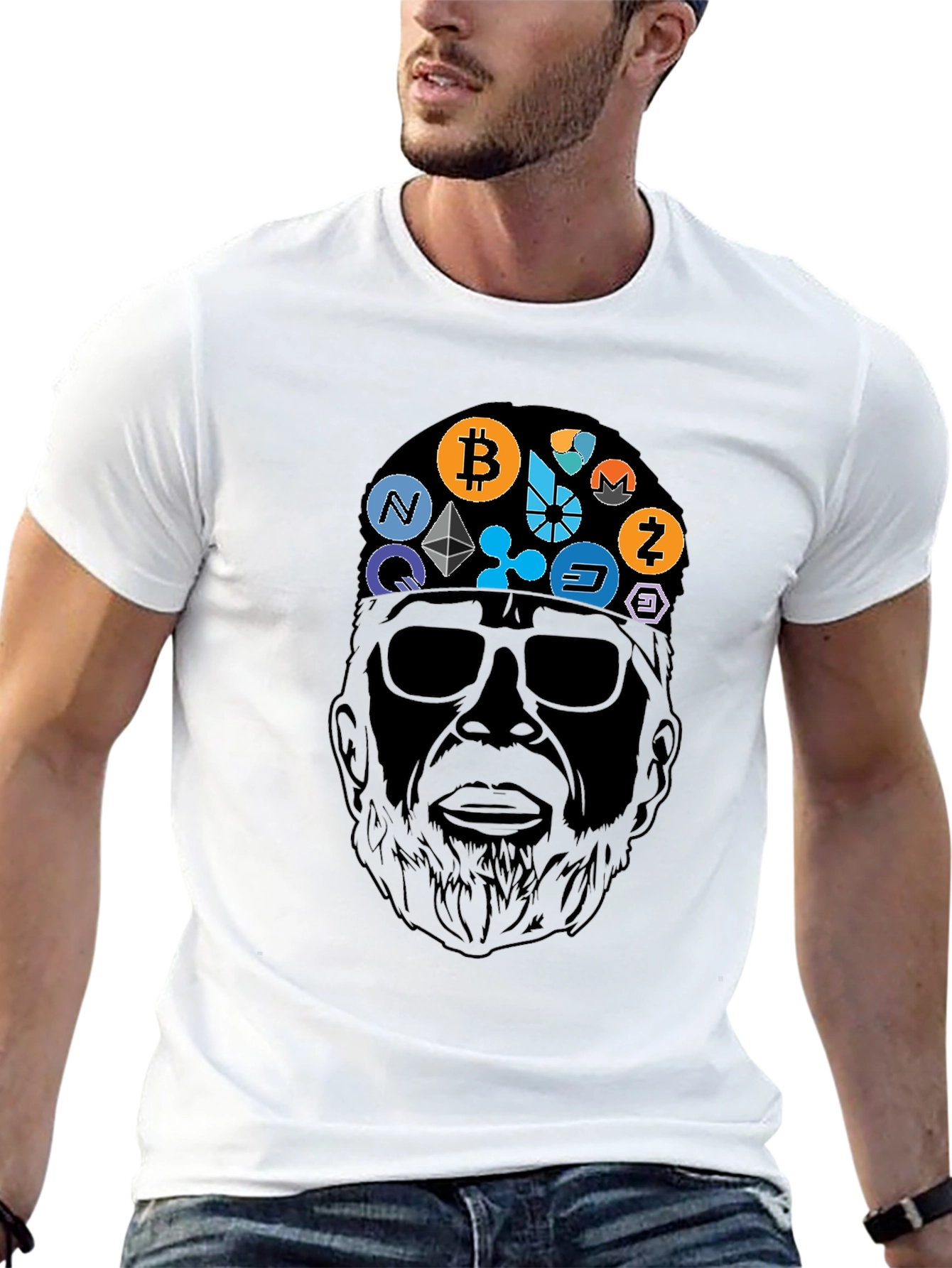 Crypto Bearded Man Black T-Shirt