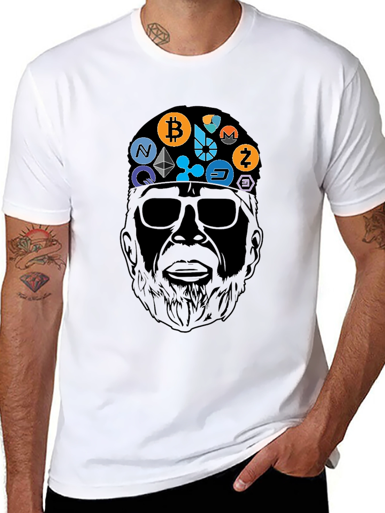 Crypto Bearded Man Black T-Shirt