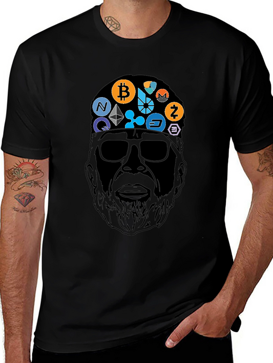 Crypto Bearded Man Black T-Shirt