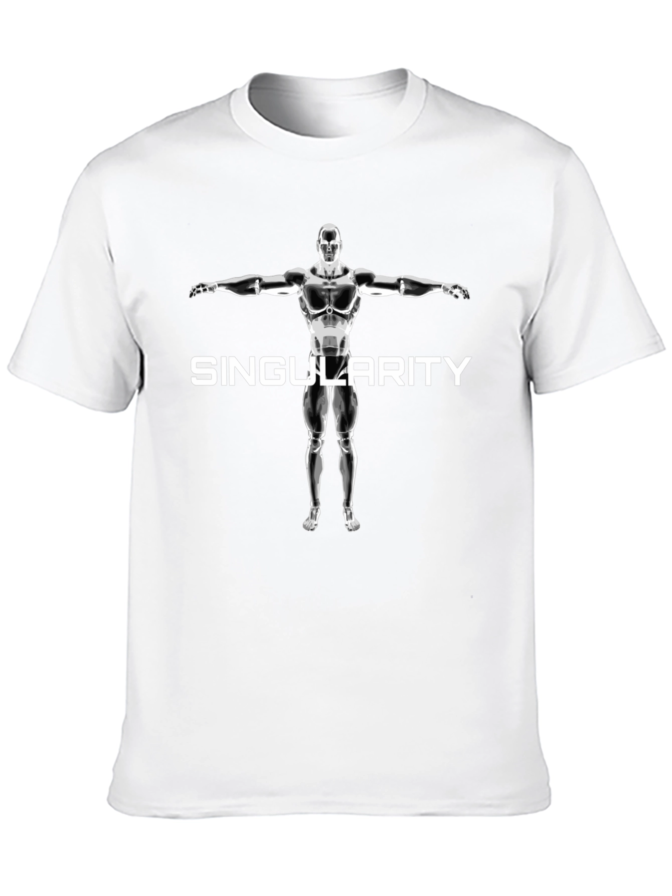 Singularity Robot Graphic Tee - Cool Black T-Shirt