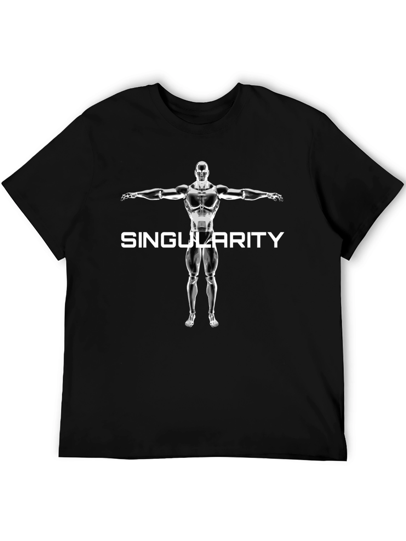 Singularity Robot Graphic Tee - Cool Black T-Shirt