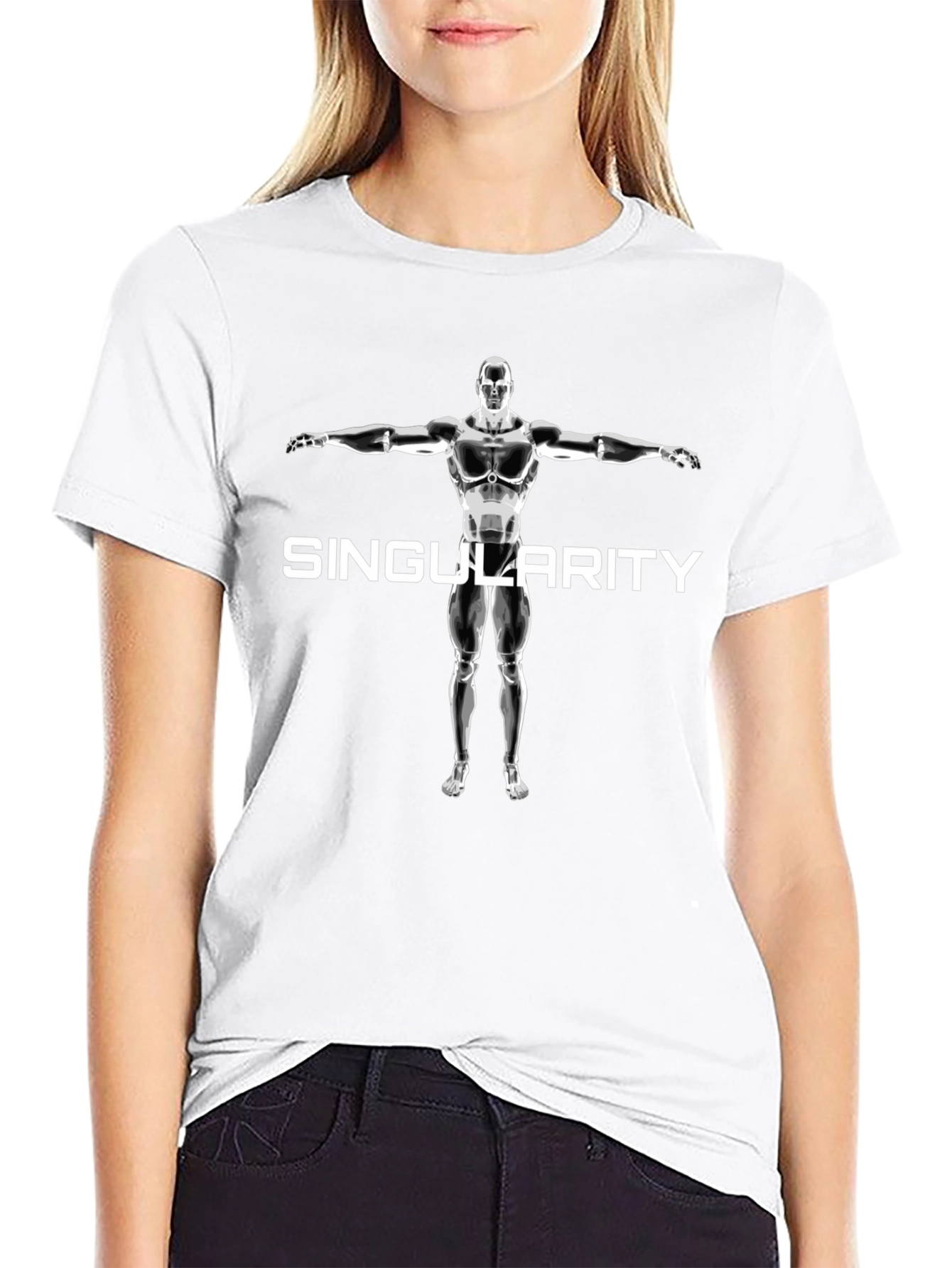 Singularity Robot Graphic Tee - Cool Black T-Shirt