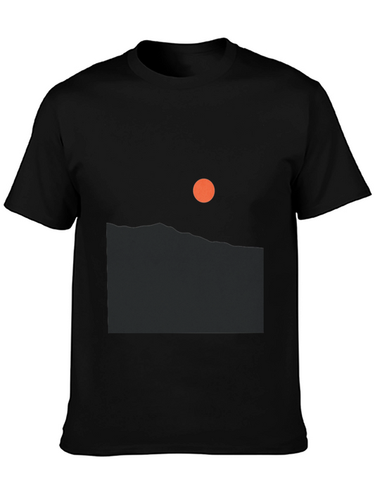 Minimalist Sunrise Graphic Tee - Black