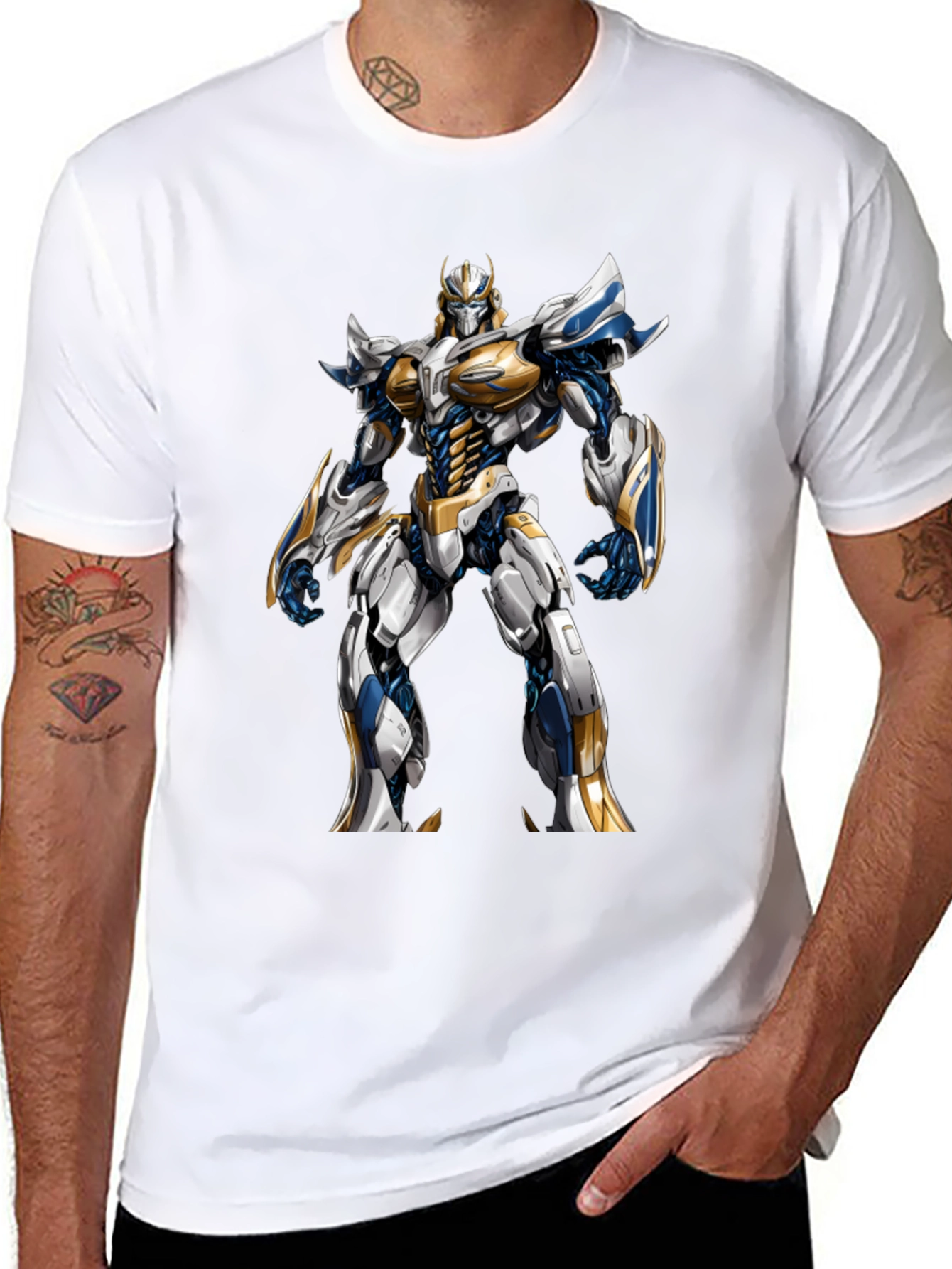 Robot Warrior Graphic T-Shirt - Sci-Fi Design