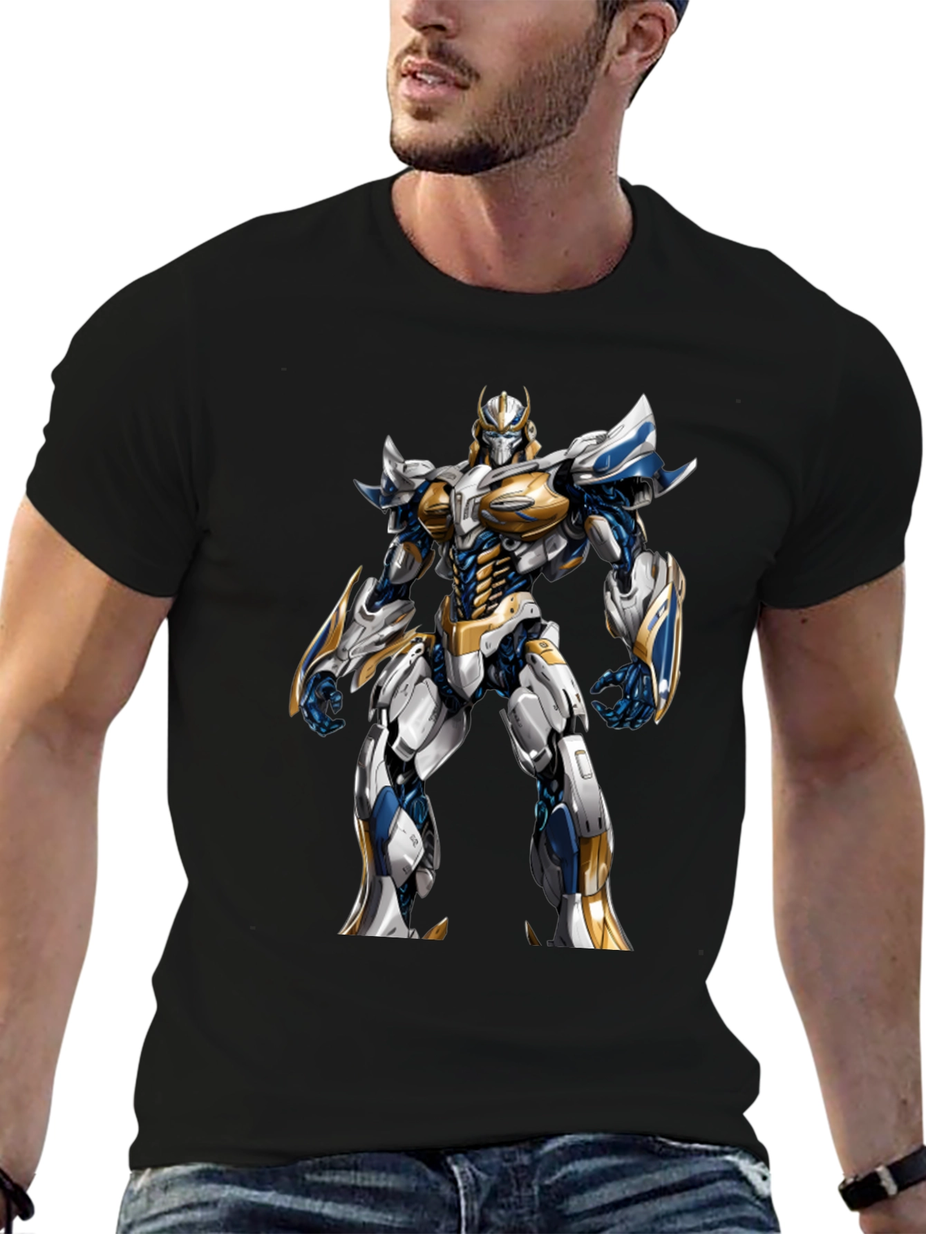 Robot Warrior Graphic T-Shirt - Sci-Fi Design