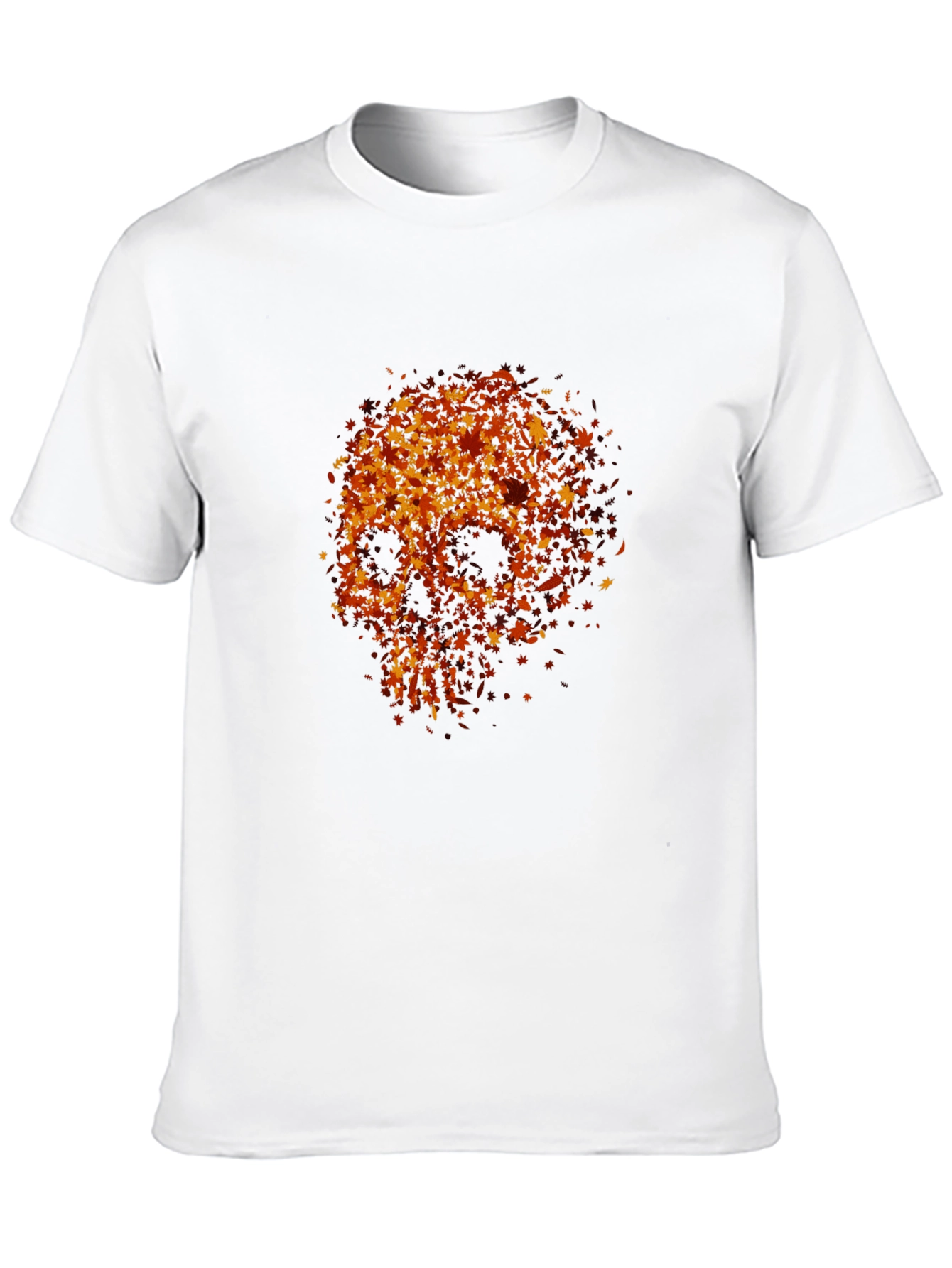 Skull Made of Leaves Graphic Tee - Black