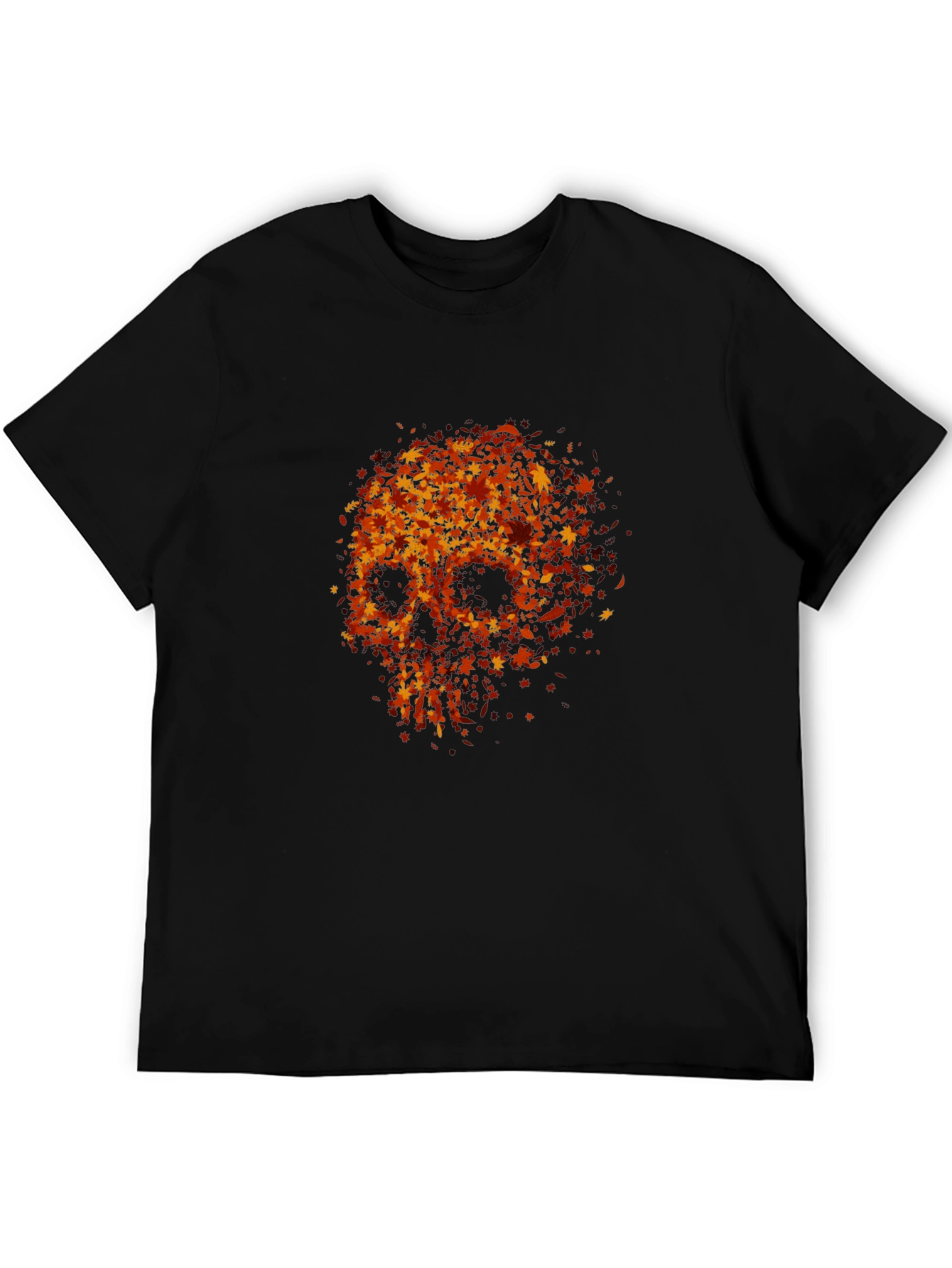 Skull Made of Leaves Graphic Tee - Black