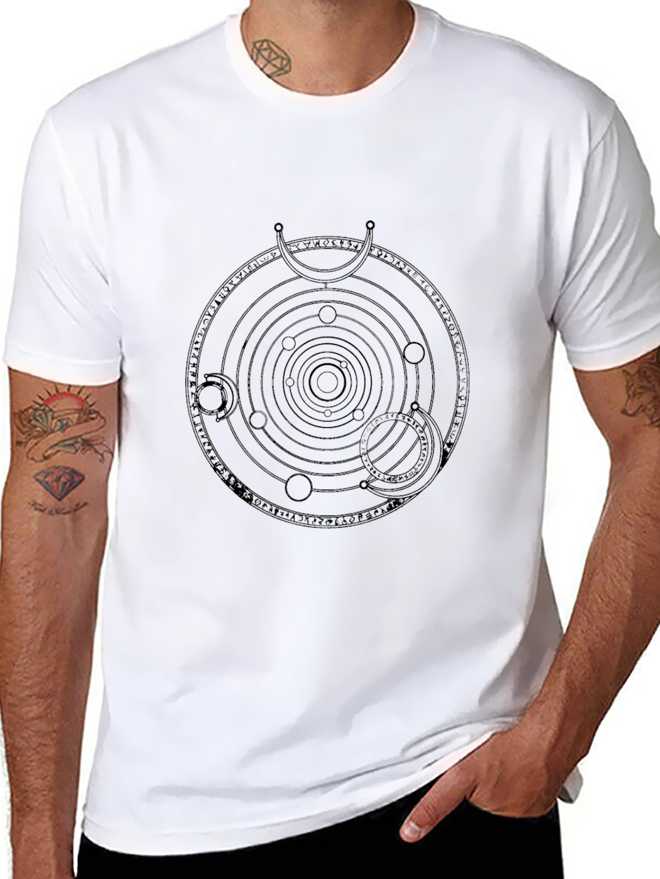 Occult Geometric Print Black T-Shirt