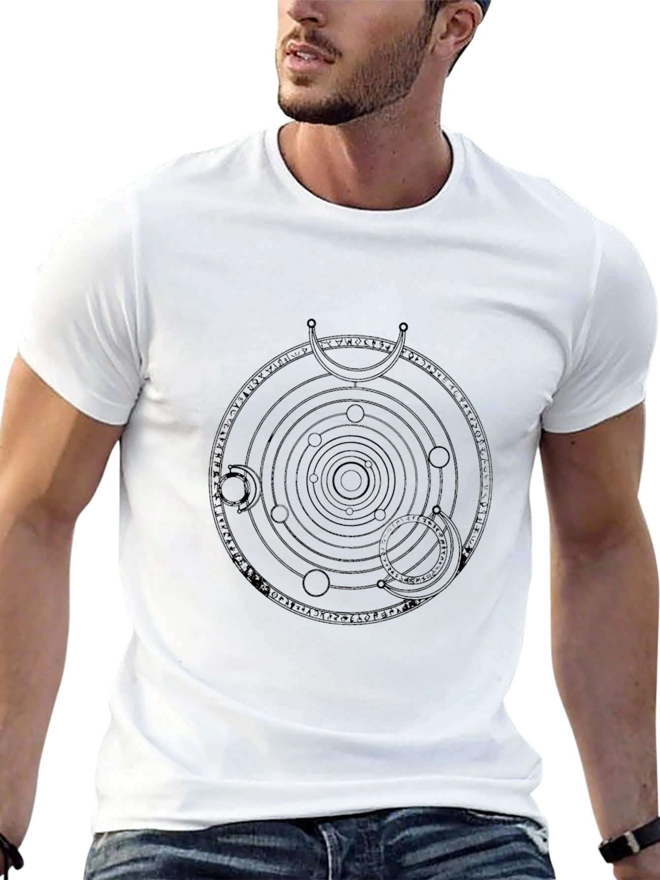 Occult Geometric Print Black T-Shirt