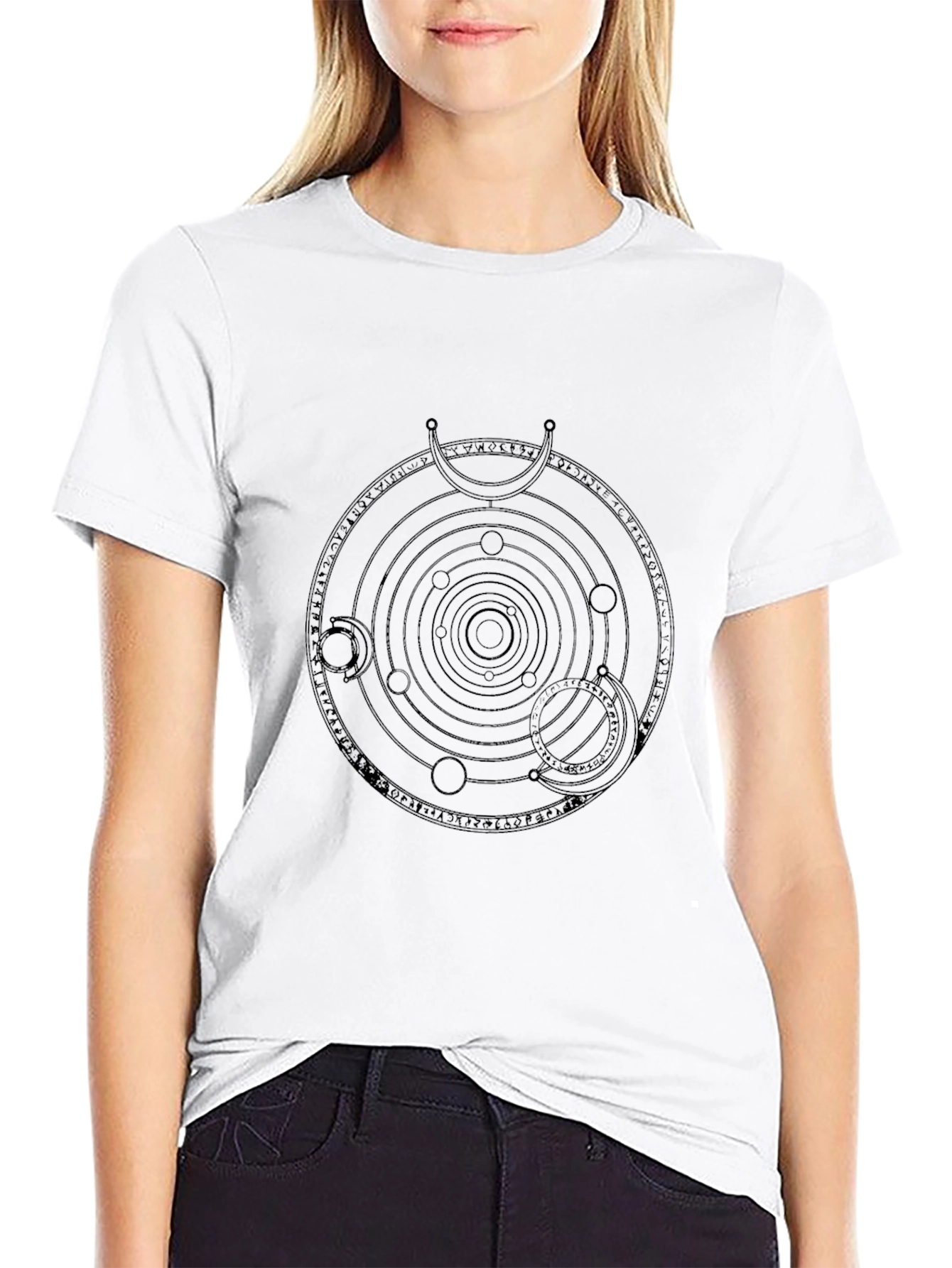 Occult Geometric Print Black T-Shirt